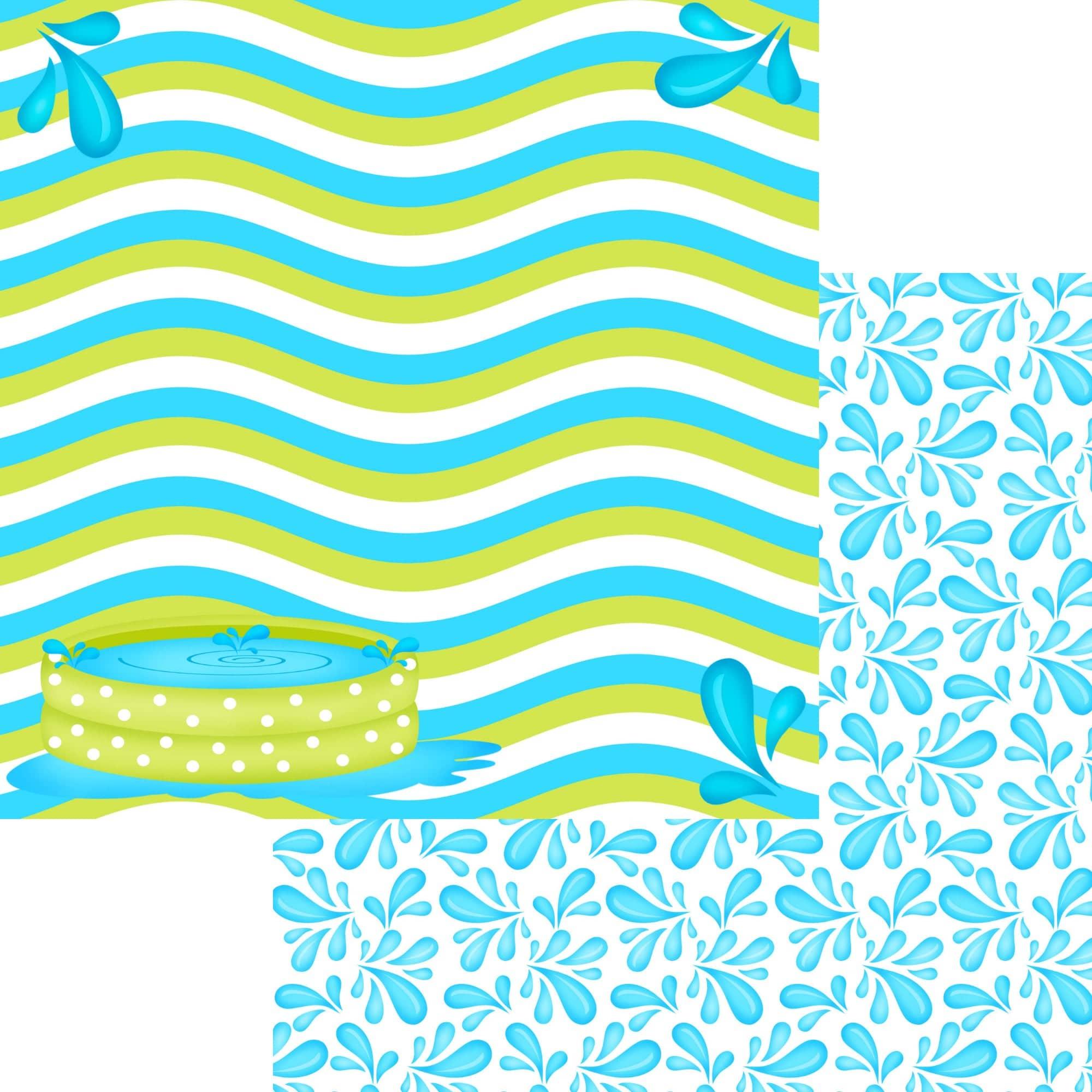 Pool Party Collection Pop Up Pool 12 x 12 Double-Sided Scrapbook Paper by SSC Designs