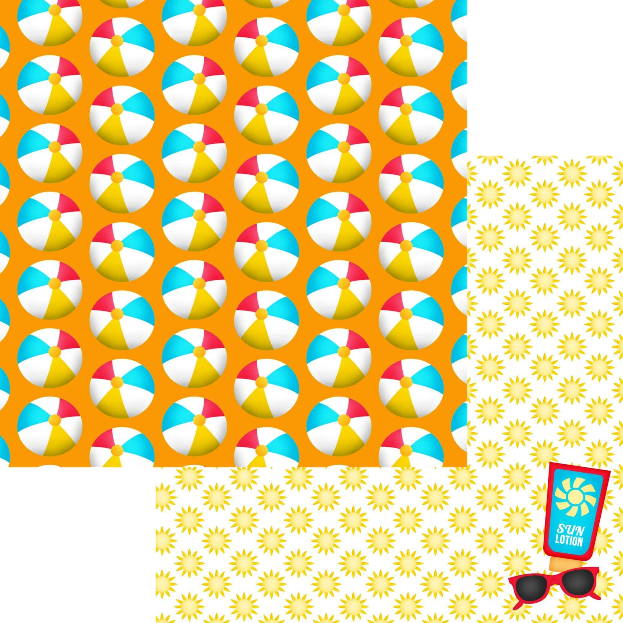 Pool Party Collection Beach Balls 12 x 12 Double-Sided Scrapbook Paper by SSC Designs