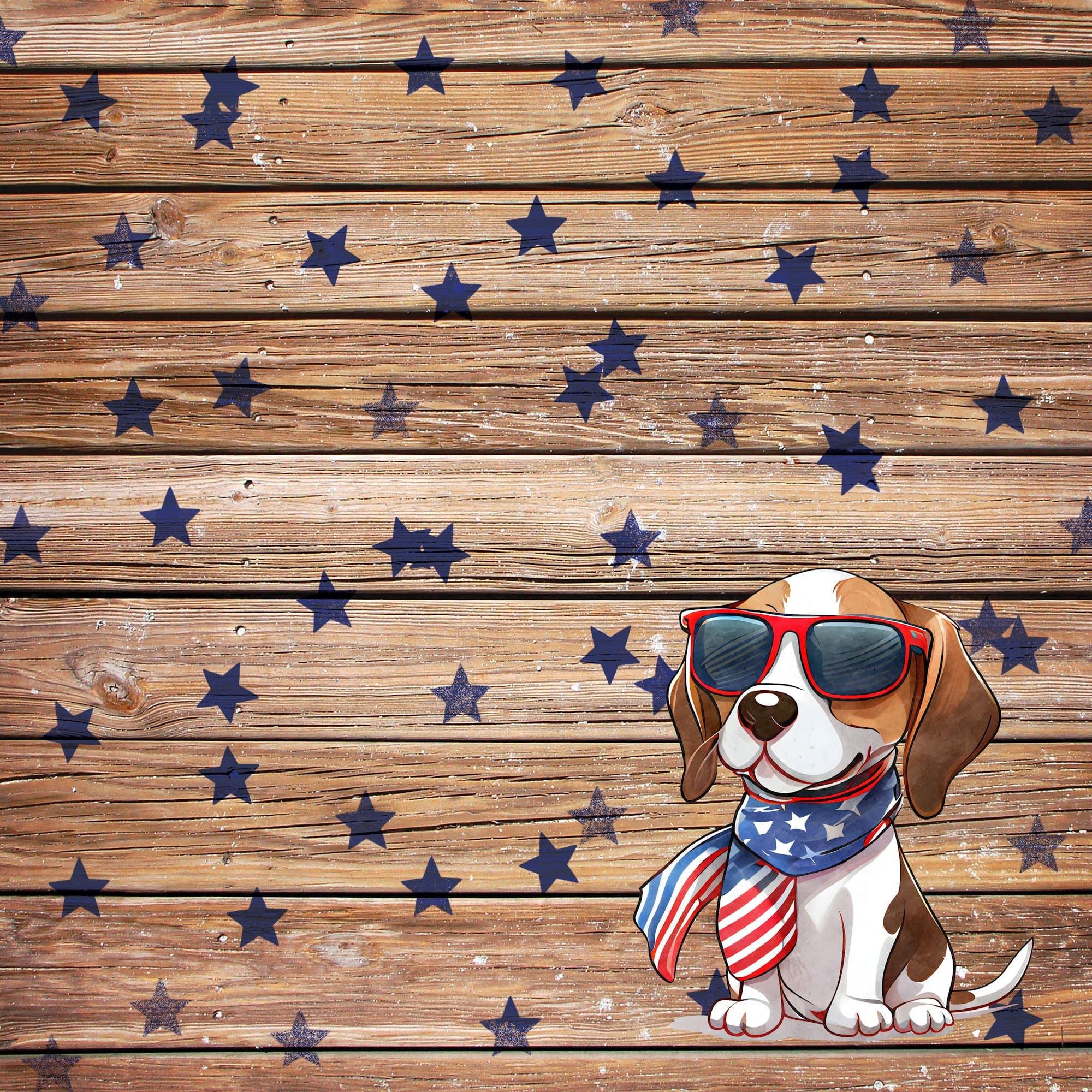 Patriotic Pups Collection Beagle 12 x 12 Double-Sided Scrapbook Paper by SSC Designs