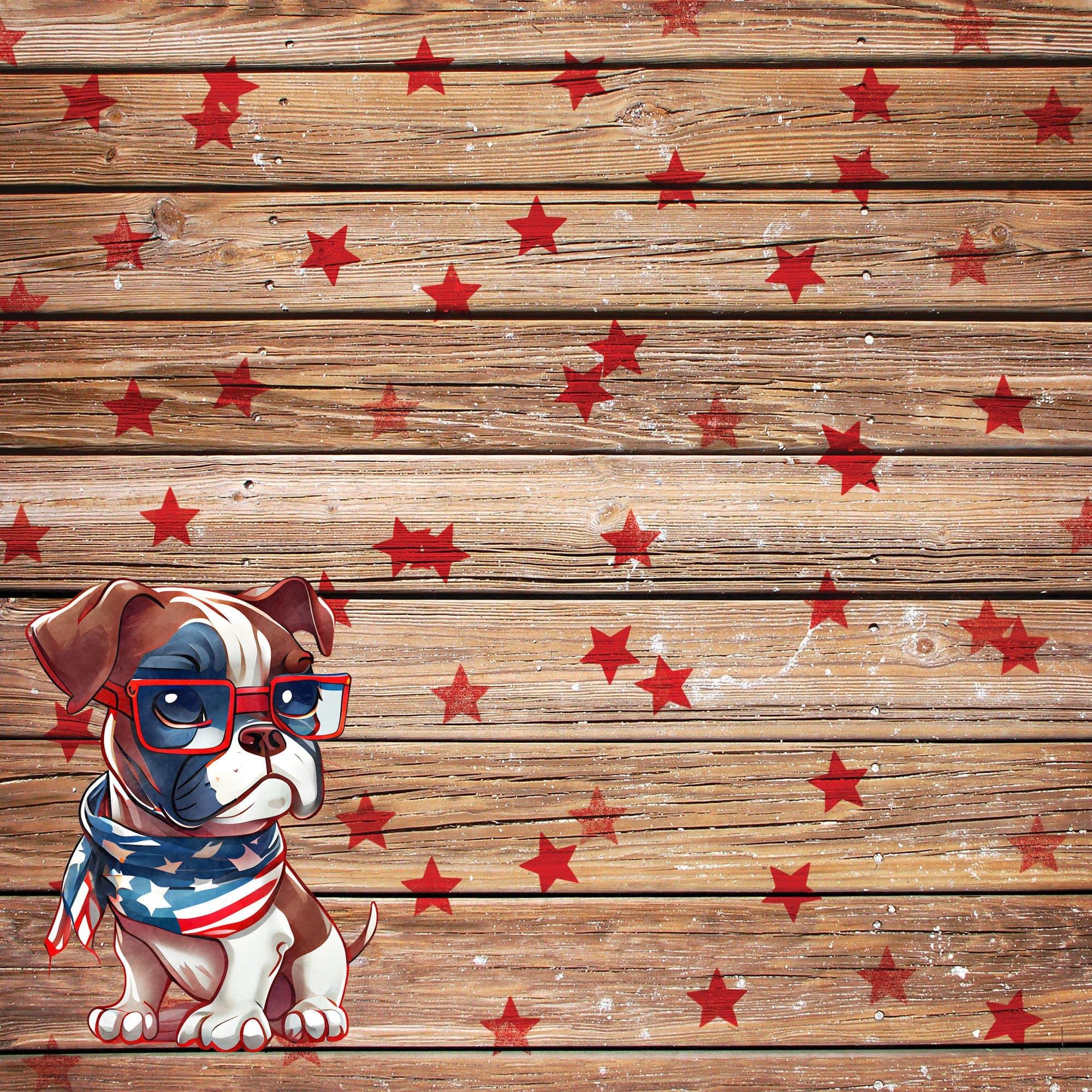 Patriotic Pups Collection Boxer 12 x 12 Double-Sided Scrapbook Paper by SSC Designs - Scrapbook Supply Companies