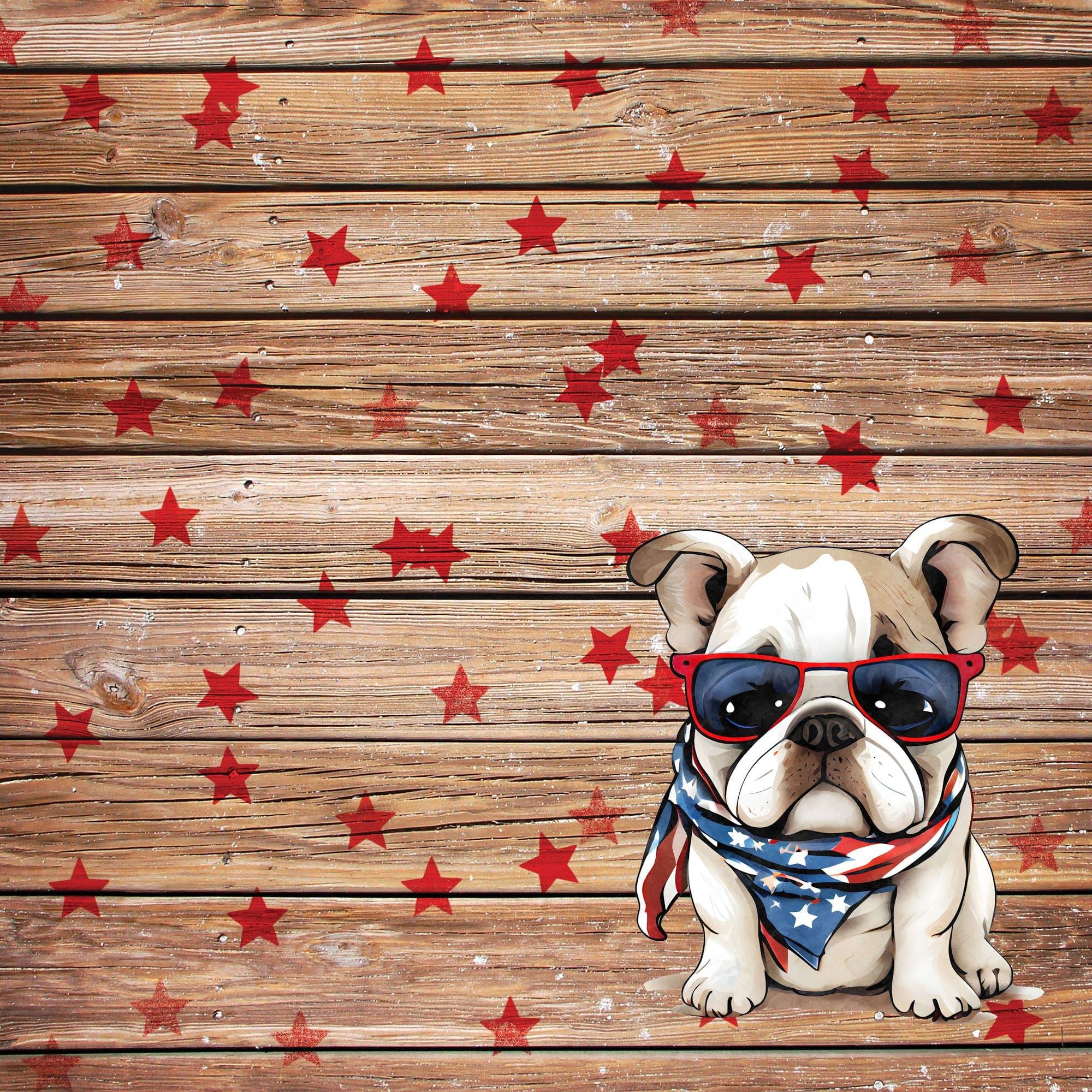 Patriotic Pups Collection Bulldog 12 x 12 Double-Sided Scrapbook Paper by SSC Designs