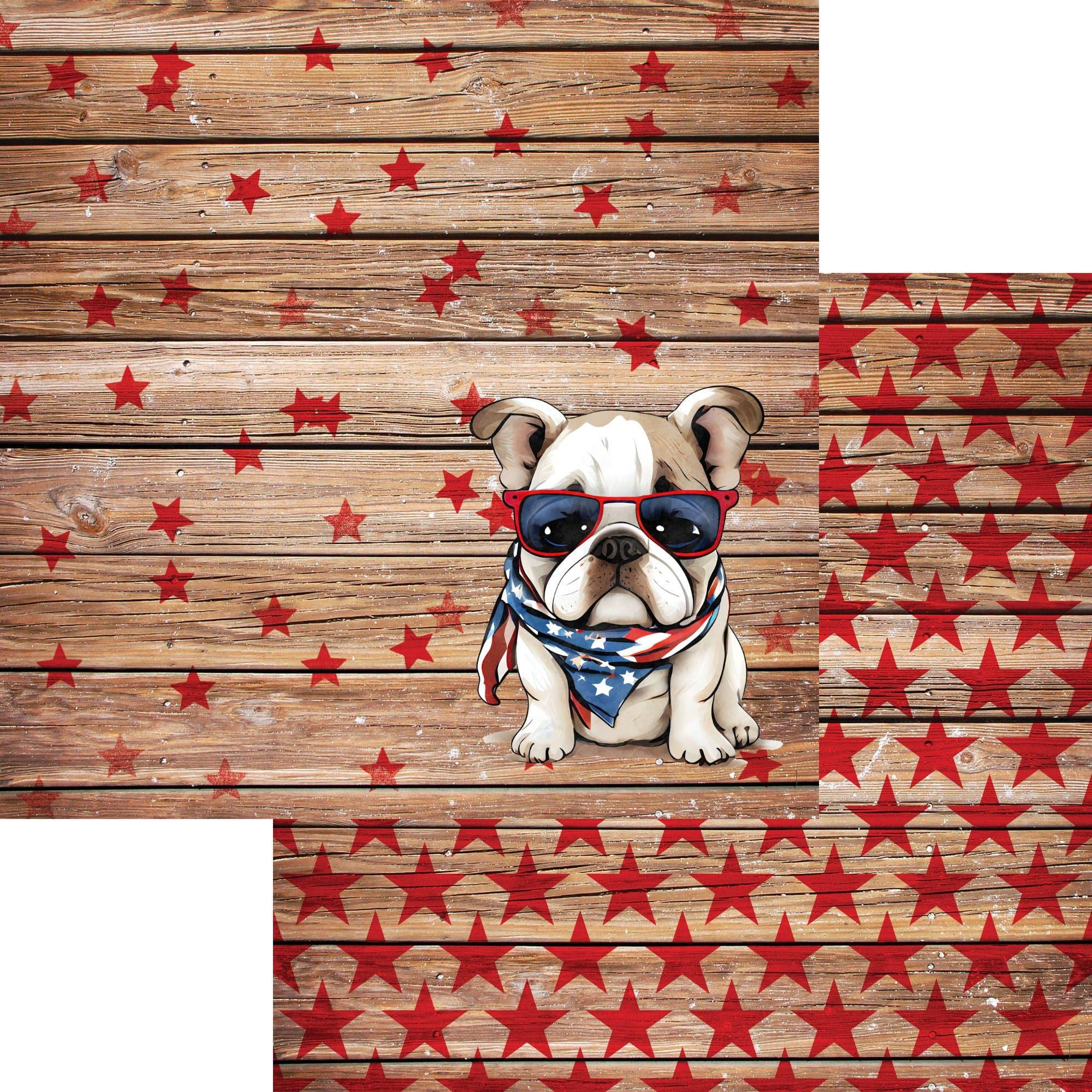 Patriotic Pups Collection Bulldog 12 x 12 Double-Sided Scrapbook Paper by SSC Designs - Scrapbook Supply Companies