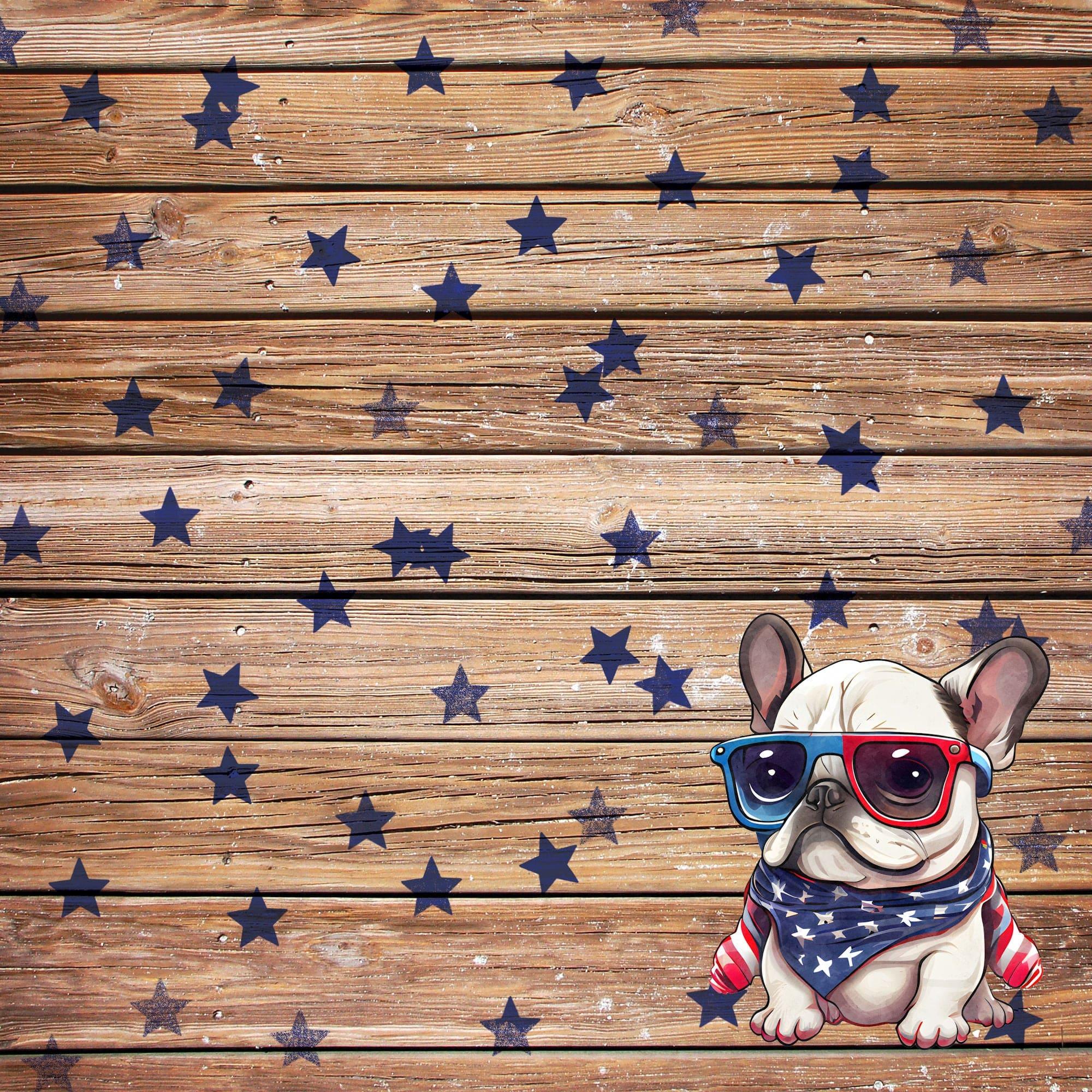 Patriotic Pups Collection French Bulldog 12 x 12 Double-Sided Scrapbook Paper by SSC Designs