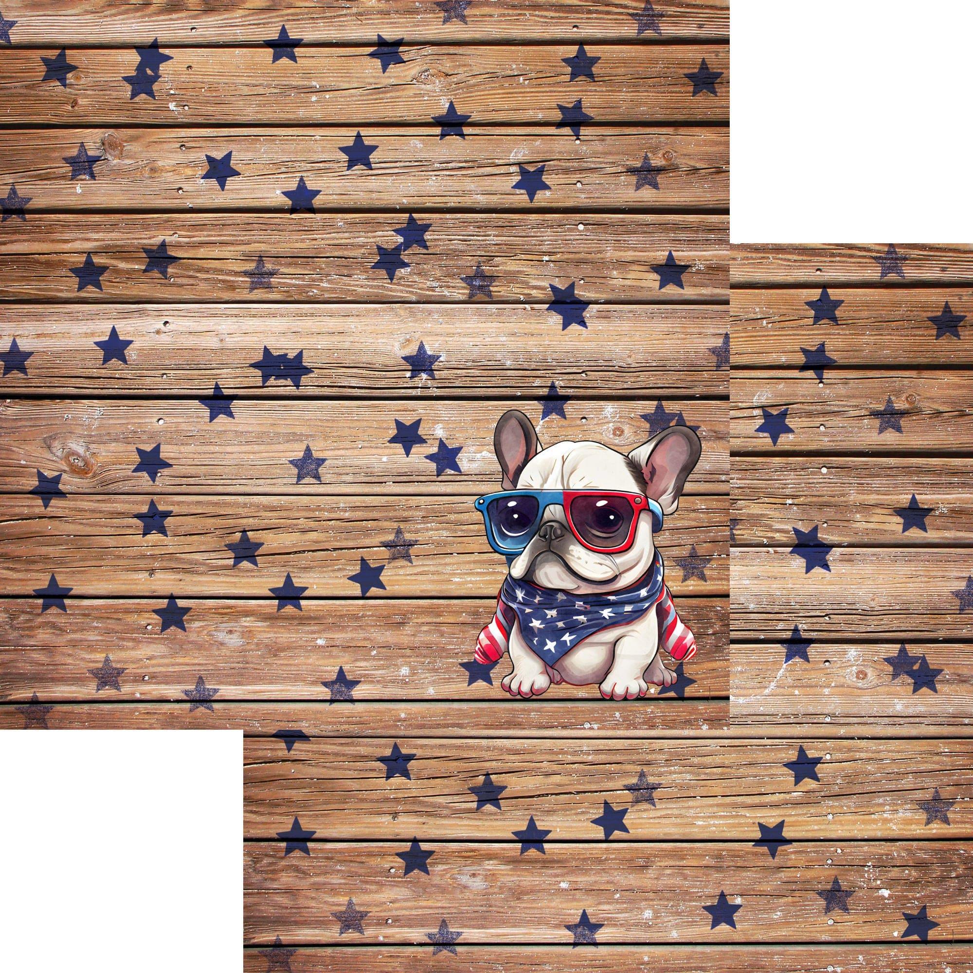Patriotic Pups Collection French Bulldog 12 x 12 Double-Sided Scrapbook Paper by SSC Designs - Scrapbook Supply Companies