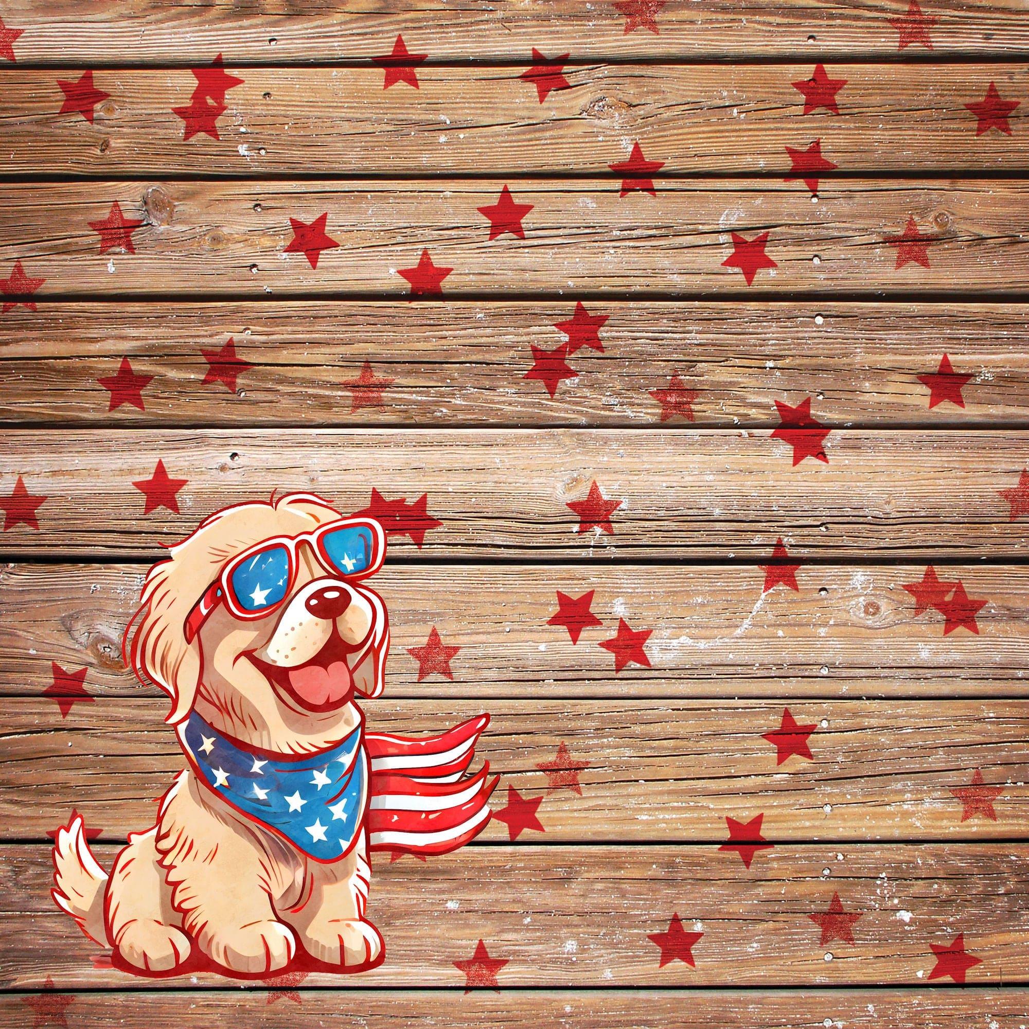 Patriotic Pups Collection Golden Retriever 12 x 12 Double-Sided Scrapbook Paper by SSC Designs