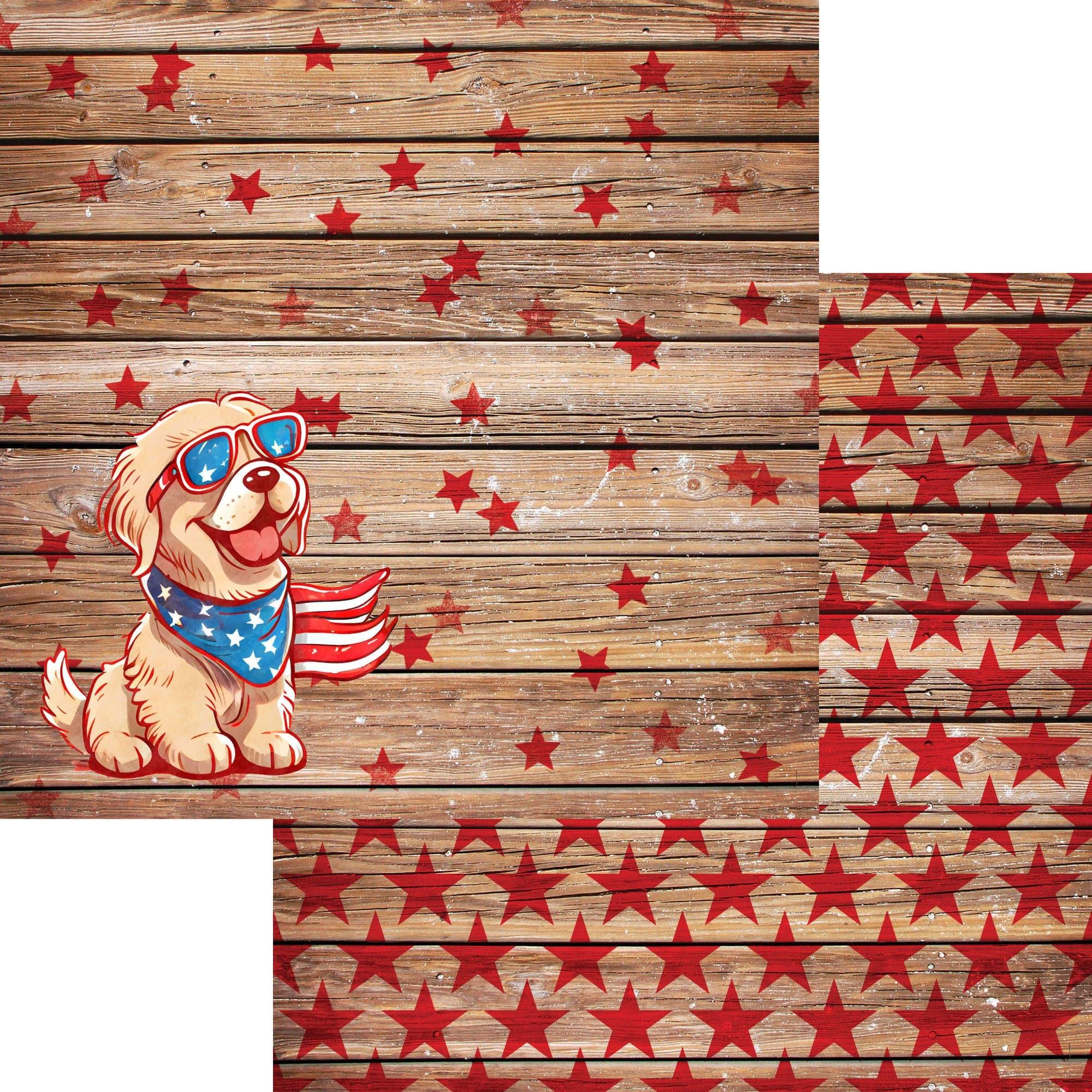 Patriotic Pups Collection Golden Retriever 12 x 12 Double-Sided Scrapbook Paper by SSC Designs - Scrapbook Supply Companies