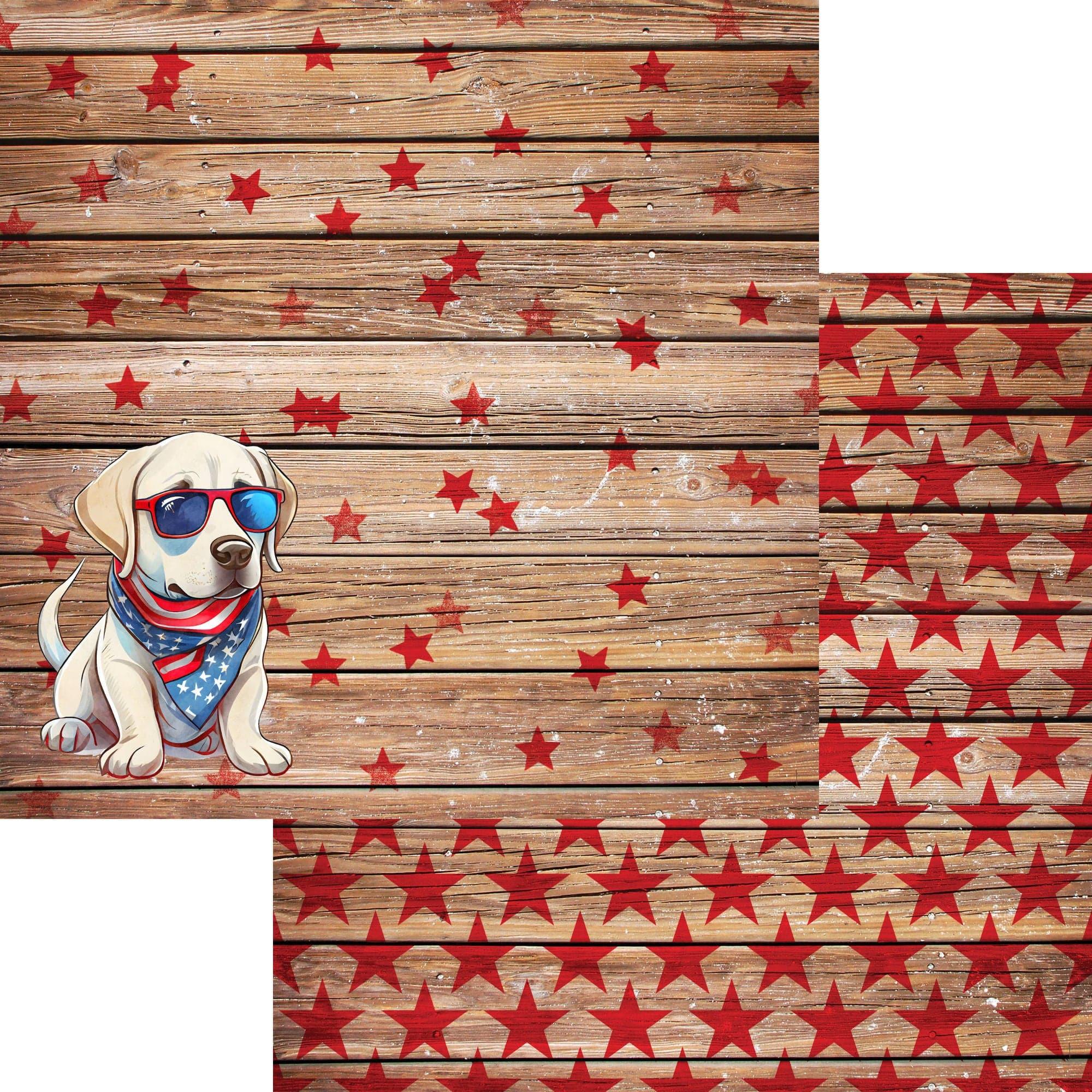 Patriotic Pups Collection Labrador Retriever 12 x 12 Double-Sided Scrapbook Paper by SSC Designs