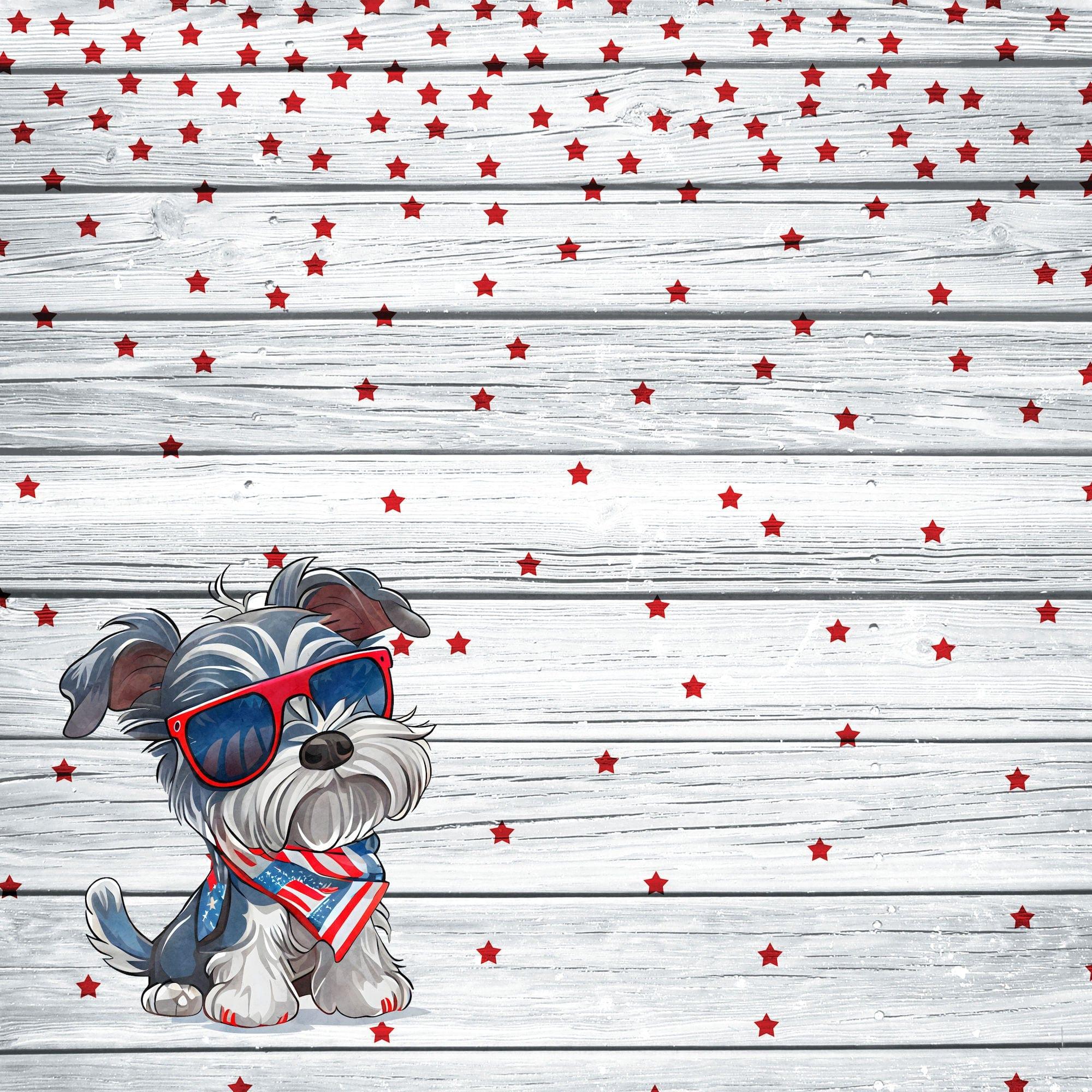 Patriotic Pups Collection Mini Schnauzer 12 x 12 Double-Sided Scrapbook Paper by SSC Designs