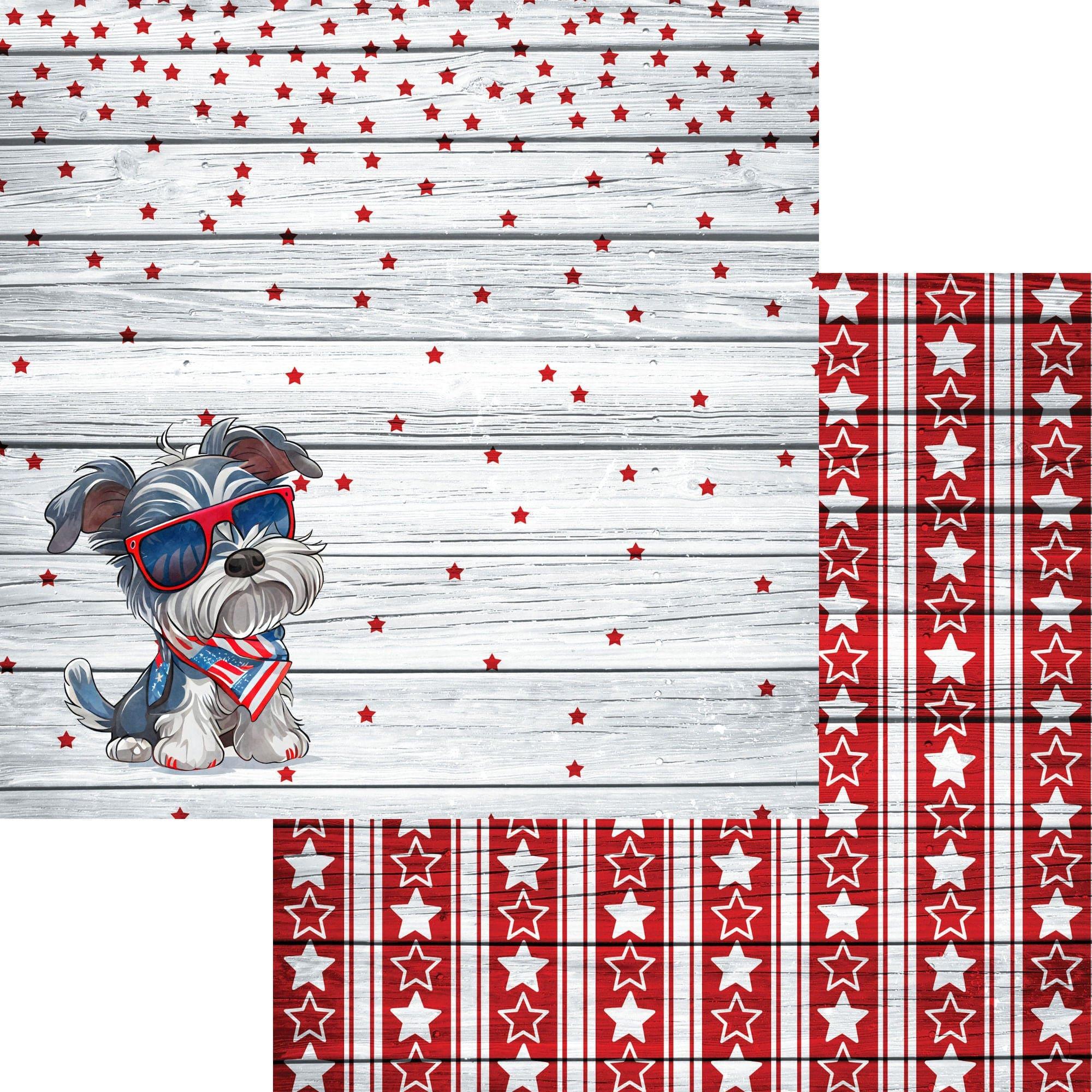 Patriotic Pups Collection Mini Schnauzer 12 x 12 Double-Sided Scrapbook Paper by SSC Designs - Scrapbook Supply Companies