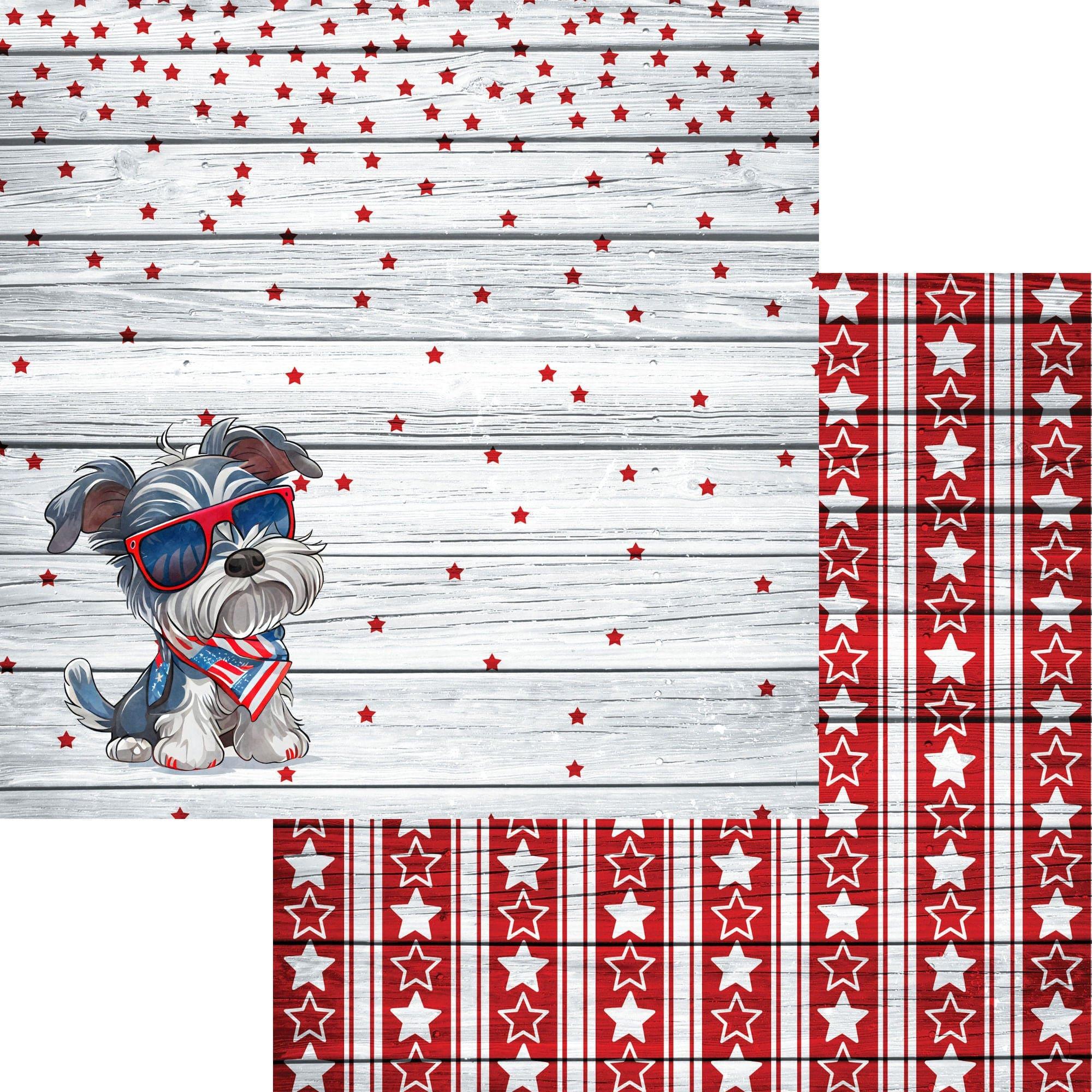 Patriotic Pups Collection Mini Schnauzer 12 x 12 Double-Sided Scrapbook Paper by SSC Designs