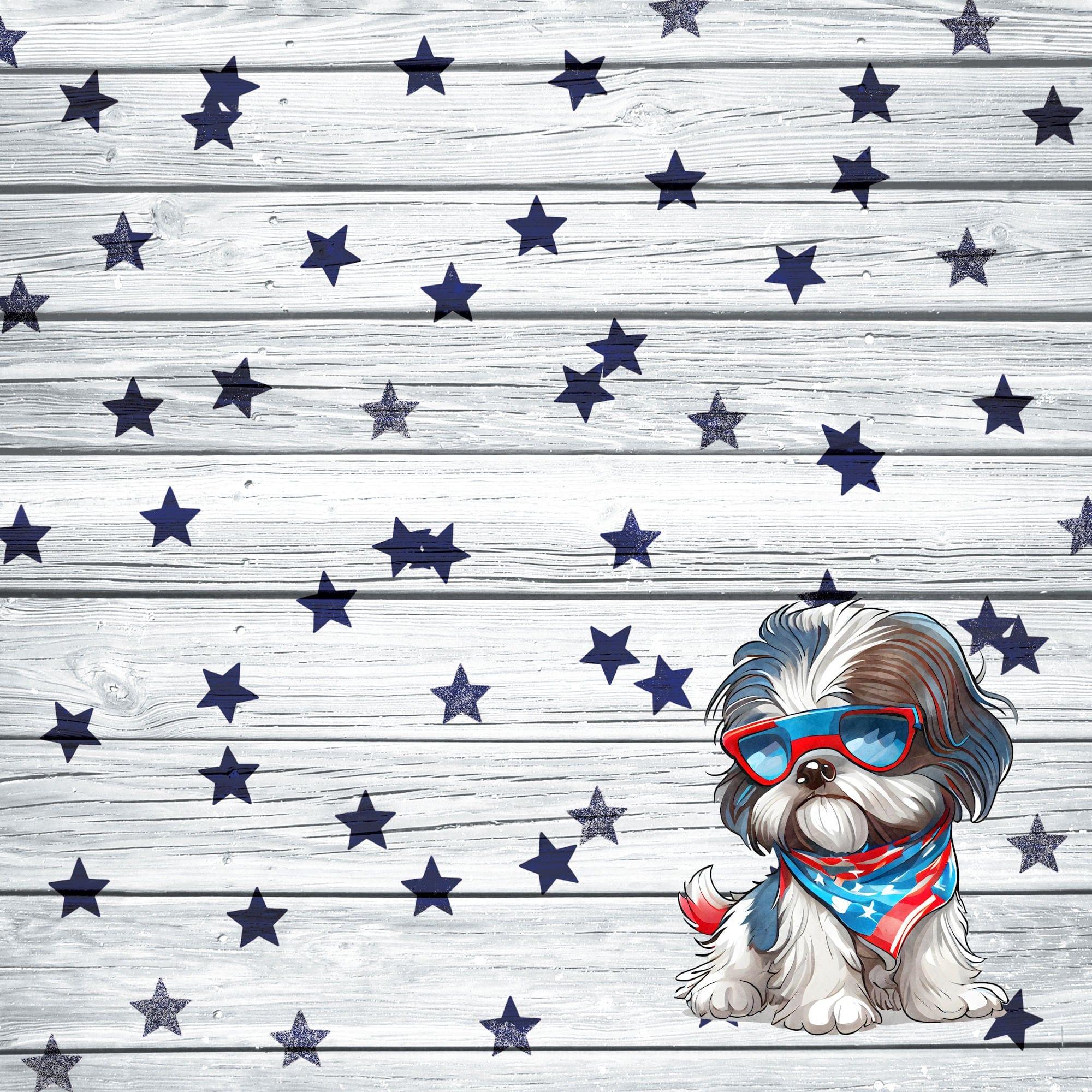 Patriotic Pups Collection Shih Tzu 12 x 12 Double-Sided Scrapbook Paper by SSC Designs