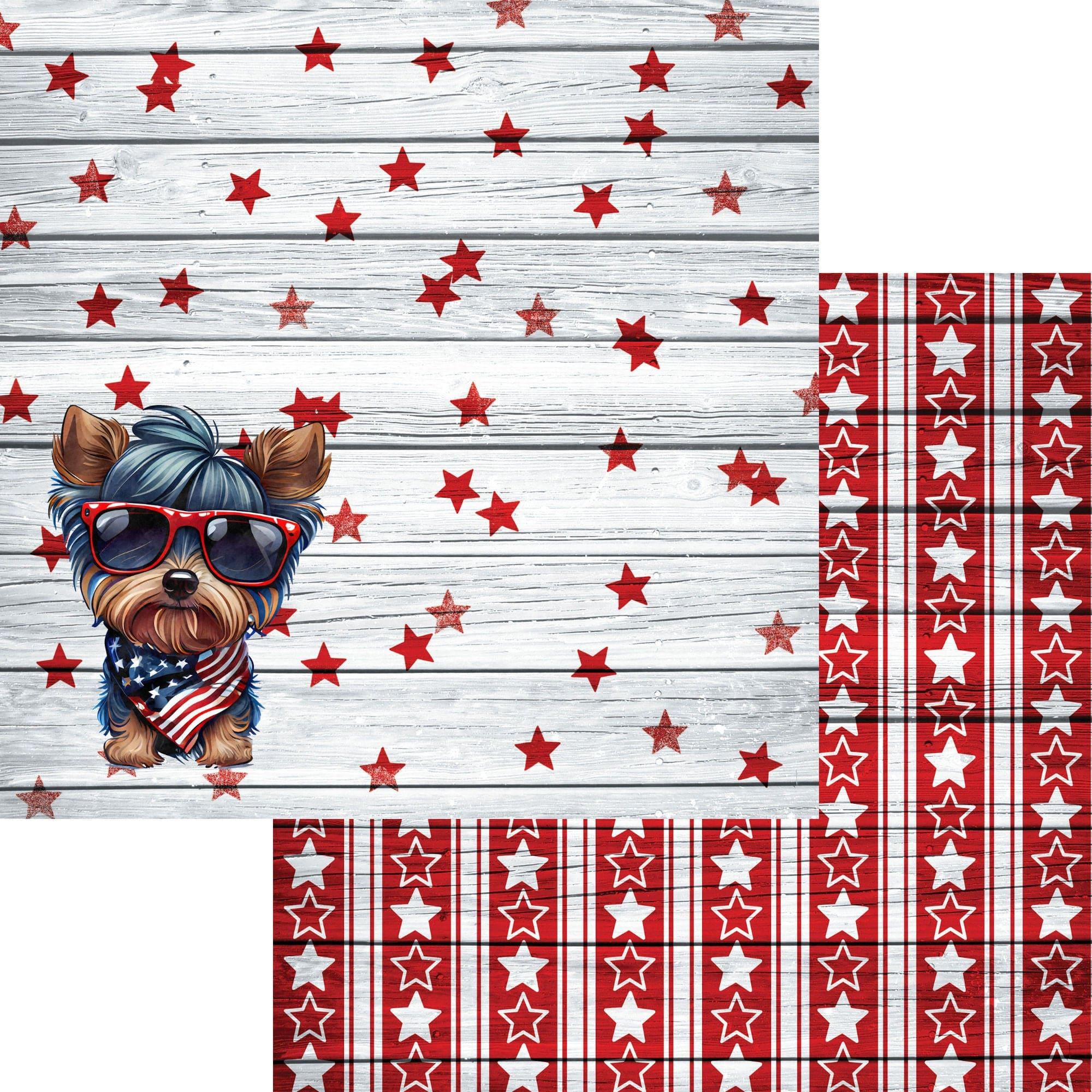 Patriotic Pups Collection Yorkshire Terrier 12 x 12 Double-Sided Scrapbook Paper by SSC Designs