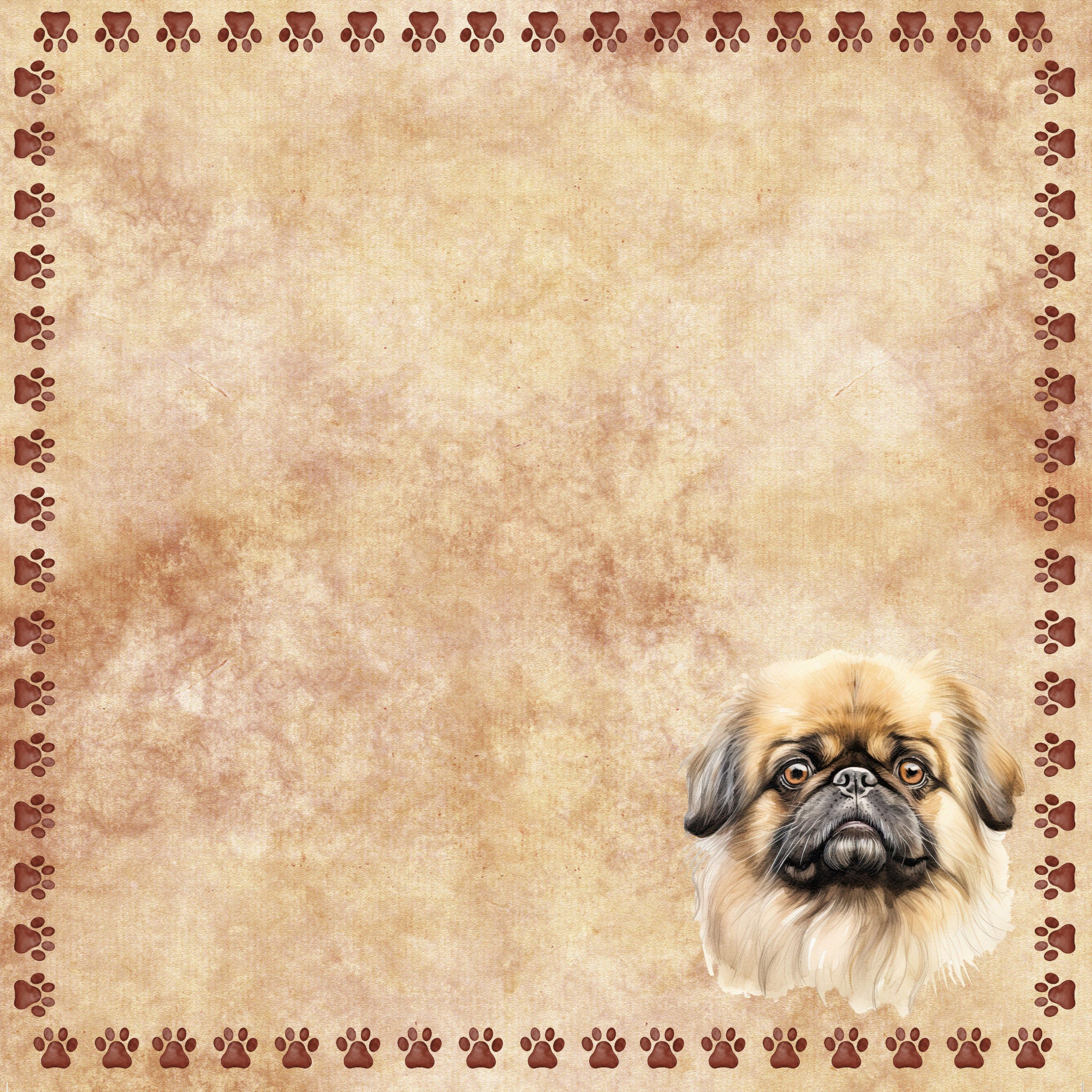 Dog Breeds Collection Pekinese 12 x 12 Double-Sided Scrapbook Paper by SSC Designs