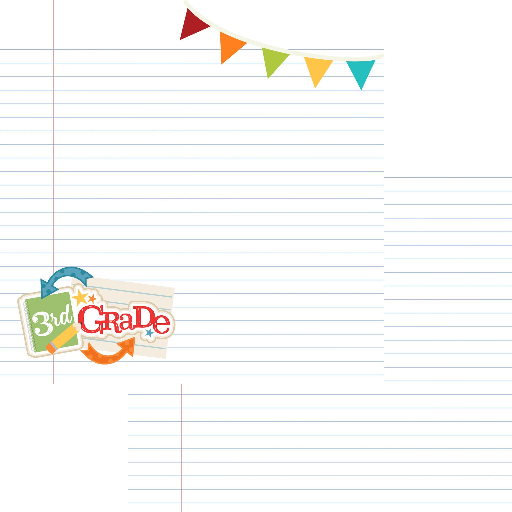 School Days Collection Third Grade 12 x 12 Double-Sided Scrapbook Paper by SSC Designs