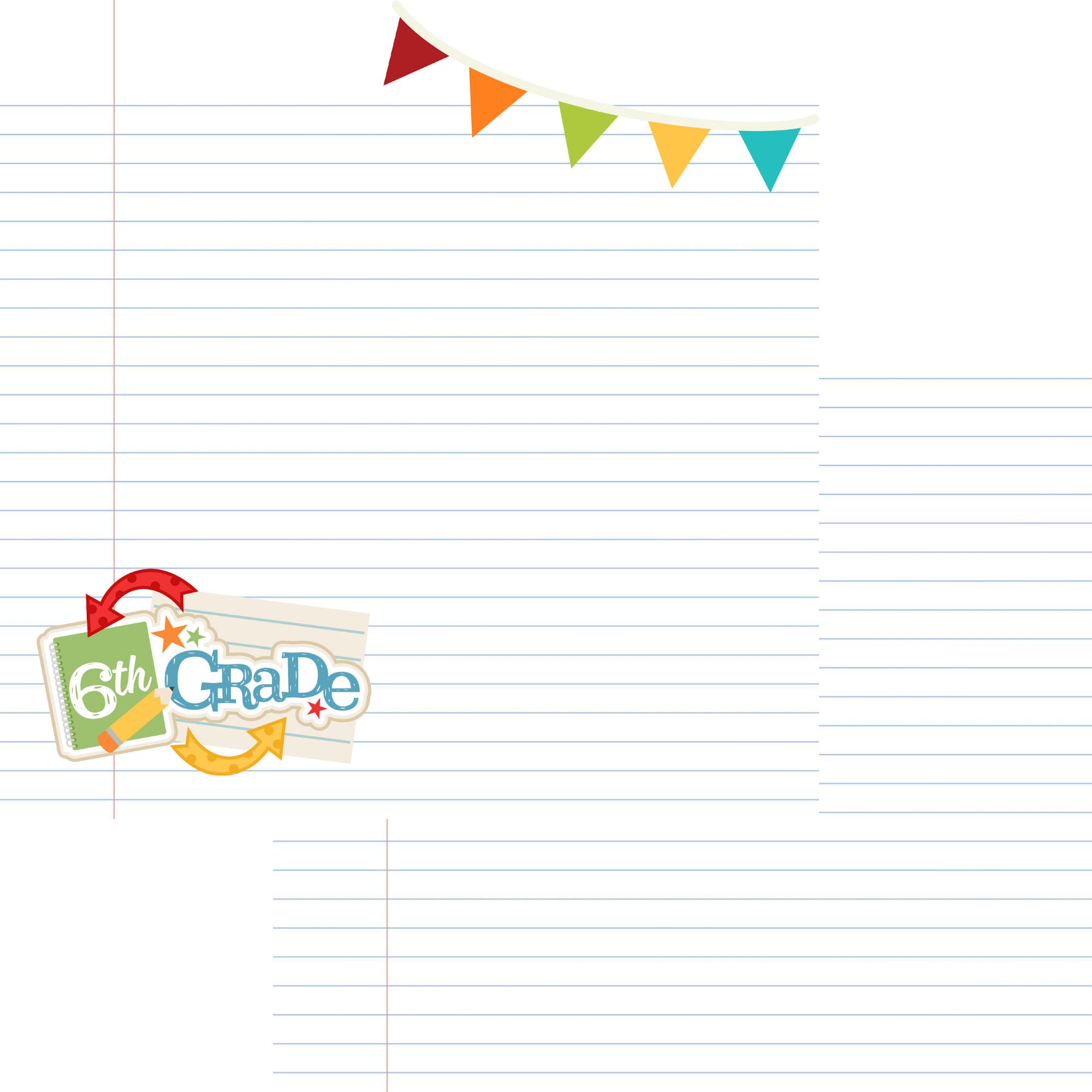 School Days Collection Sixth Grade 12 x 12 Double-Sided Scrapbook Paper by SSC Designs