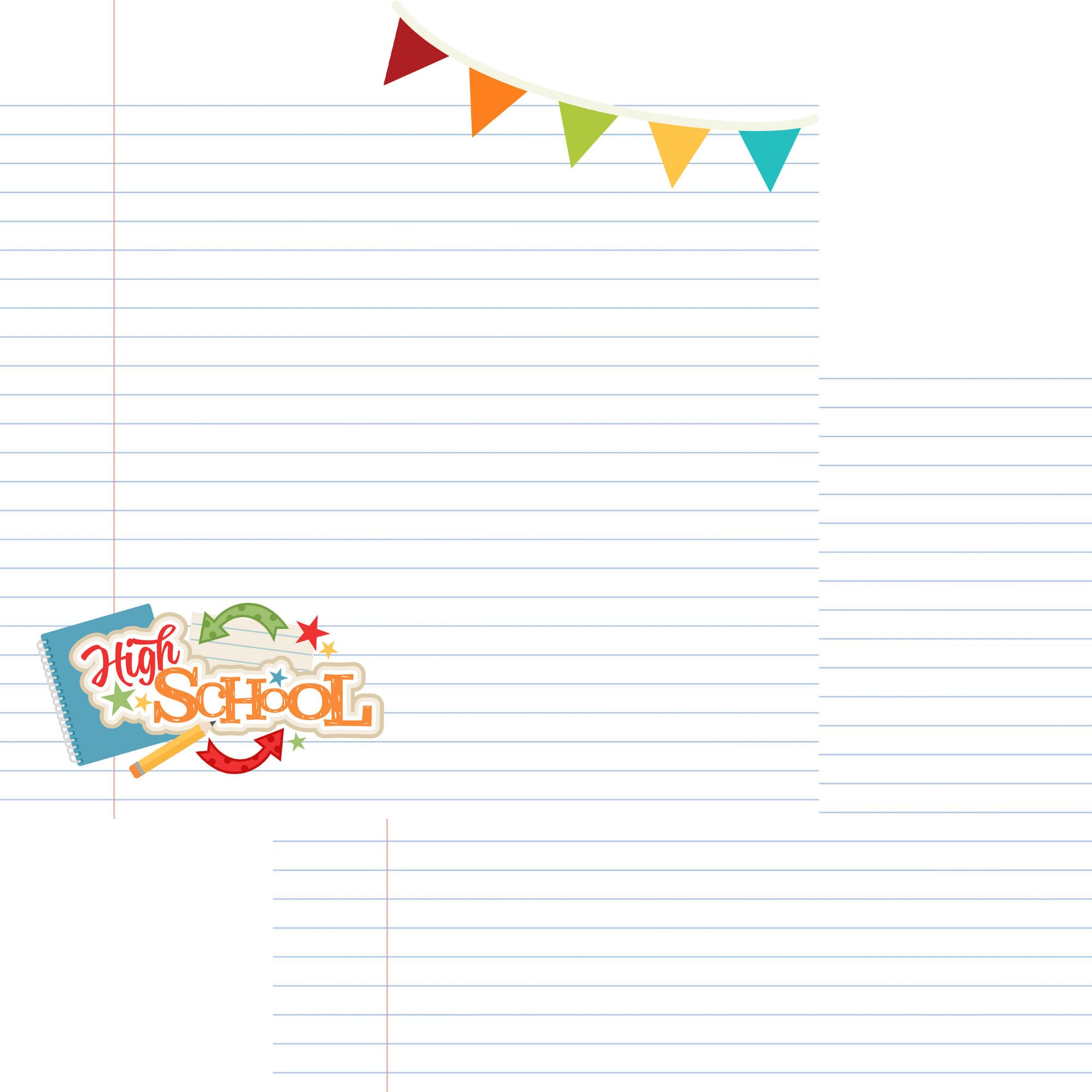 School Days Collection High School 12 x 12 Double-Sided Scrapbook Paper by SSC Designs