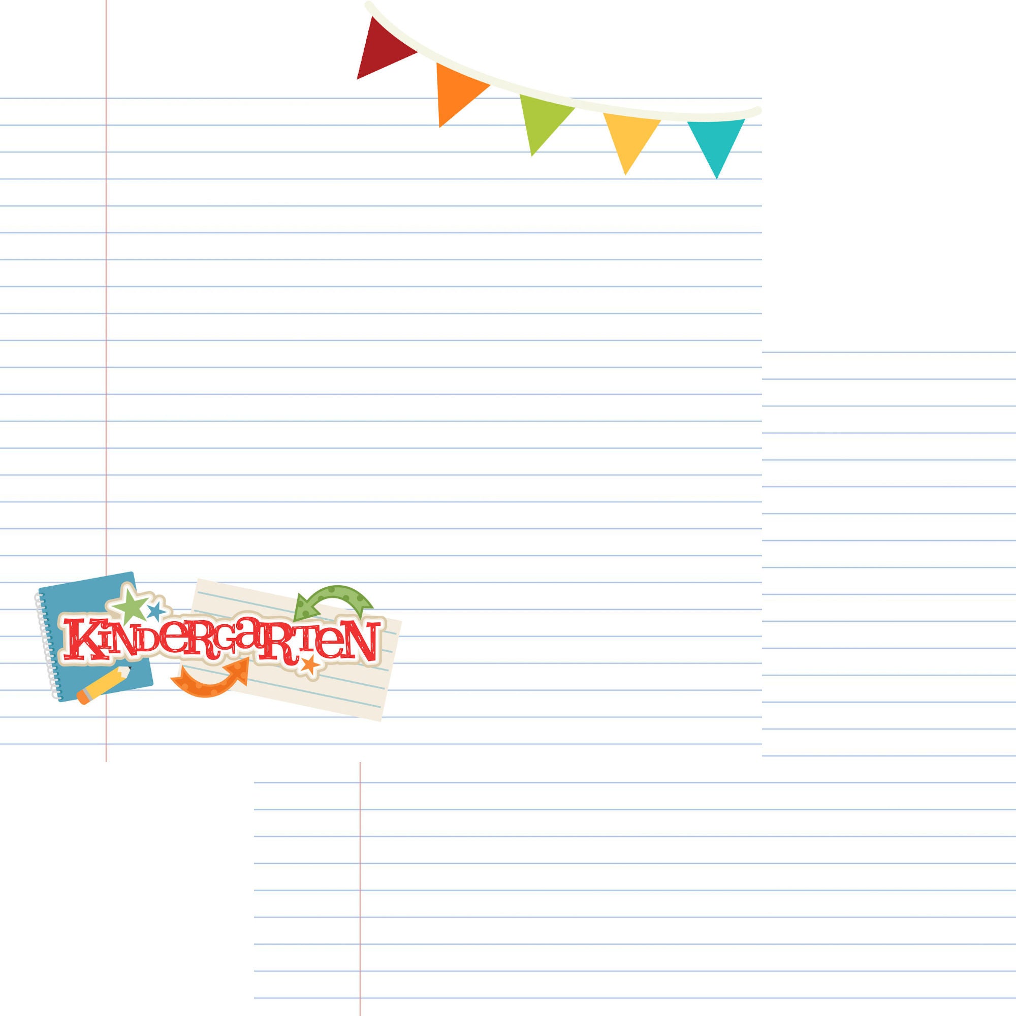 School Days Collection Kindergarten 12 x 12 Double-Sided Scrapbook Paper by SSC Designs