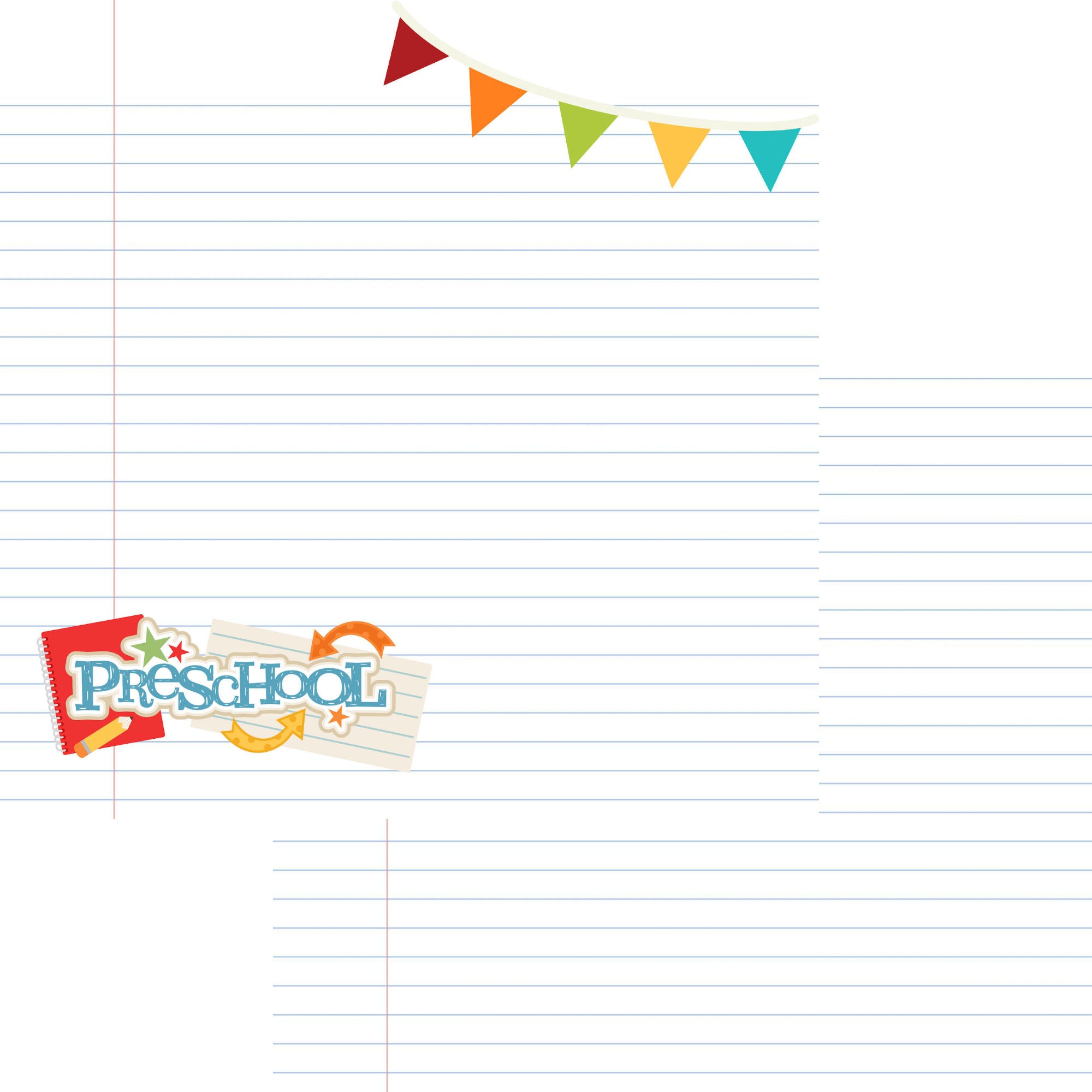 School Days Collection Preschool 12 x 12 Double-Sided Scrapbook Paper by SSC Designs