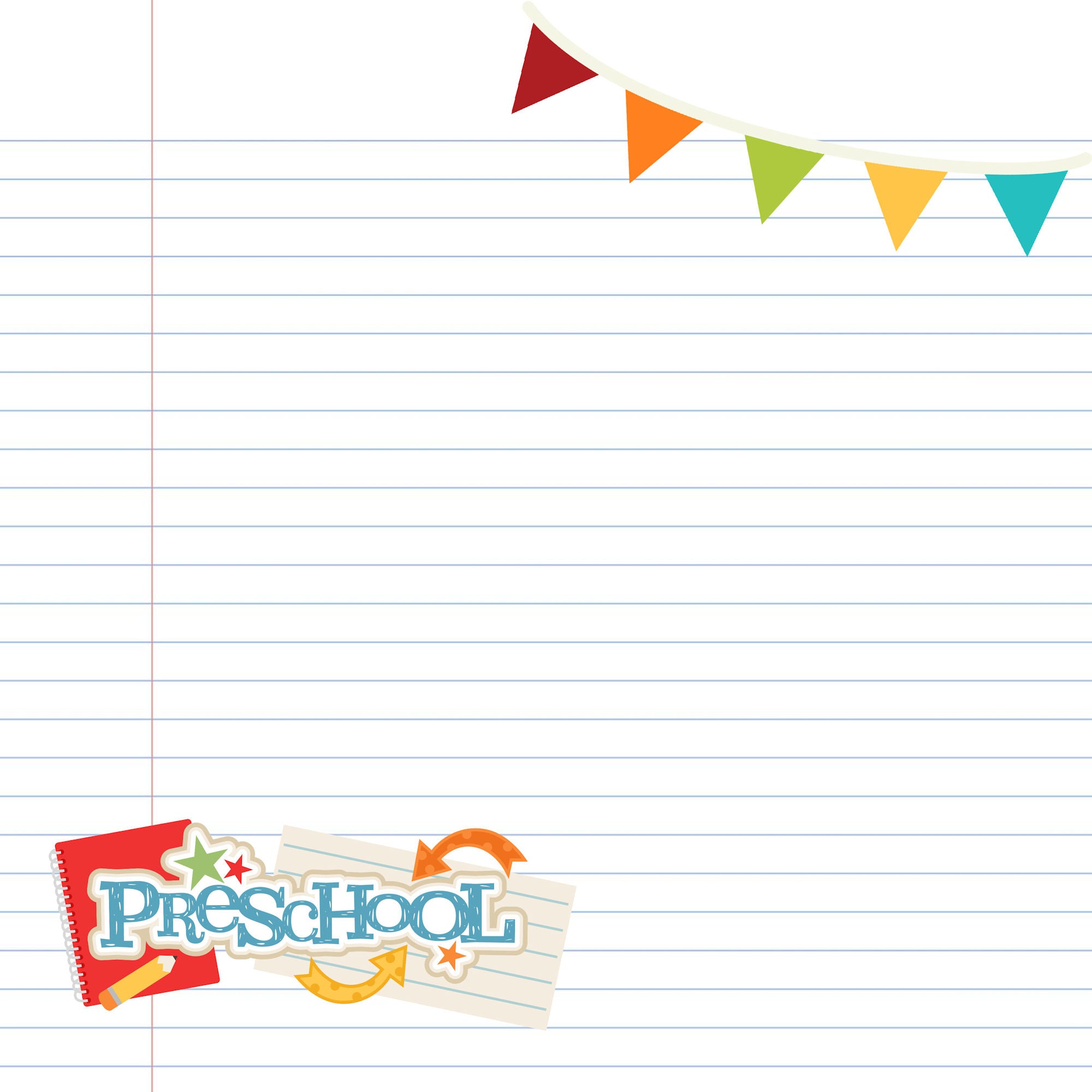 School Days Collection Preschool 12 x 12 Double-Sided Scrapbook Paper by SSC Designs