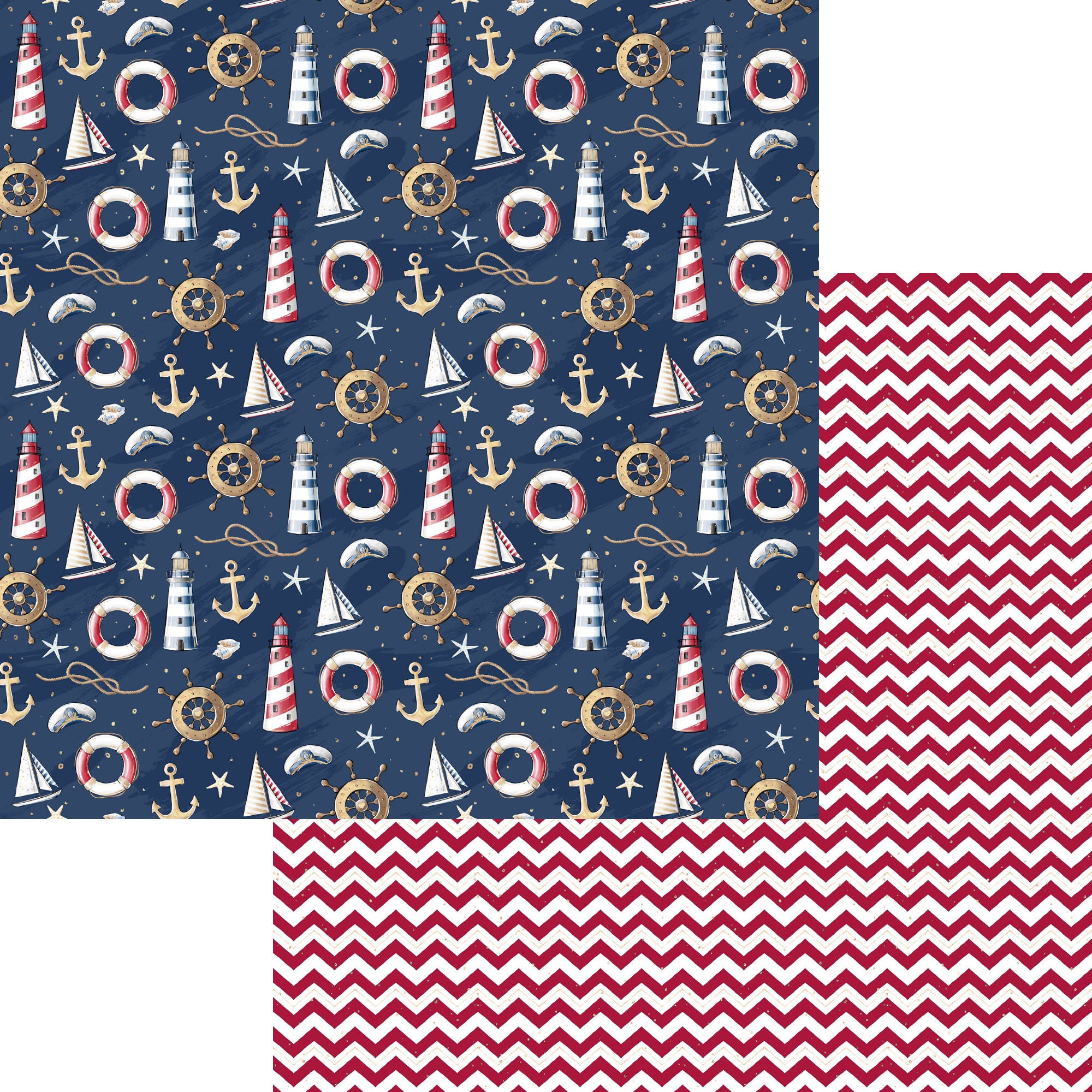Nautical Summer Collection Oceanside Collage 12 x 12 Double-Sided Scrapbook Paper by SSC Designs