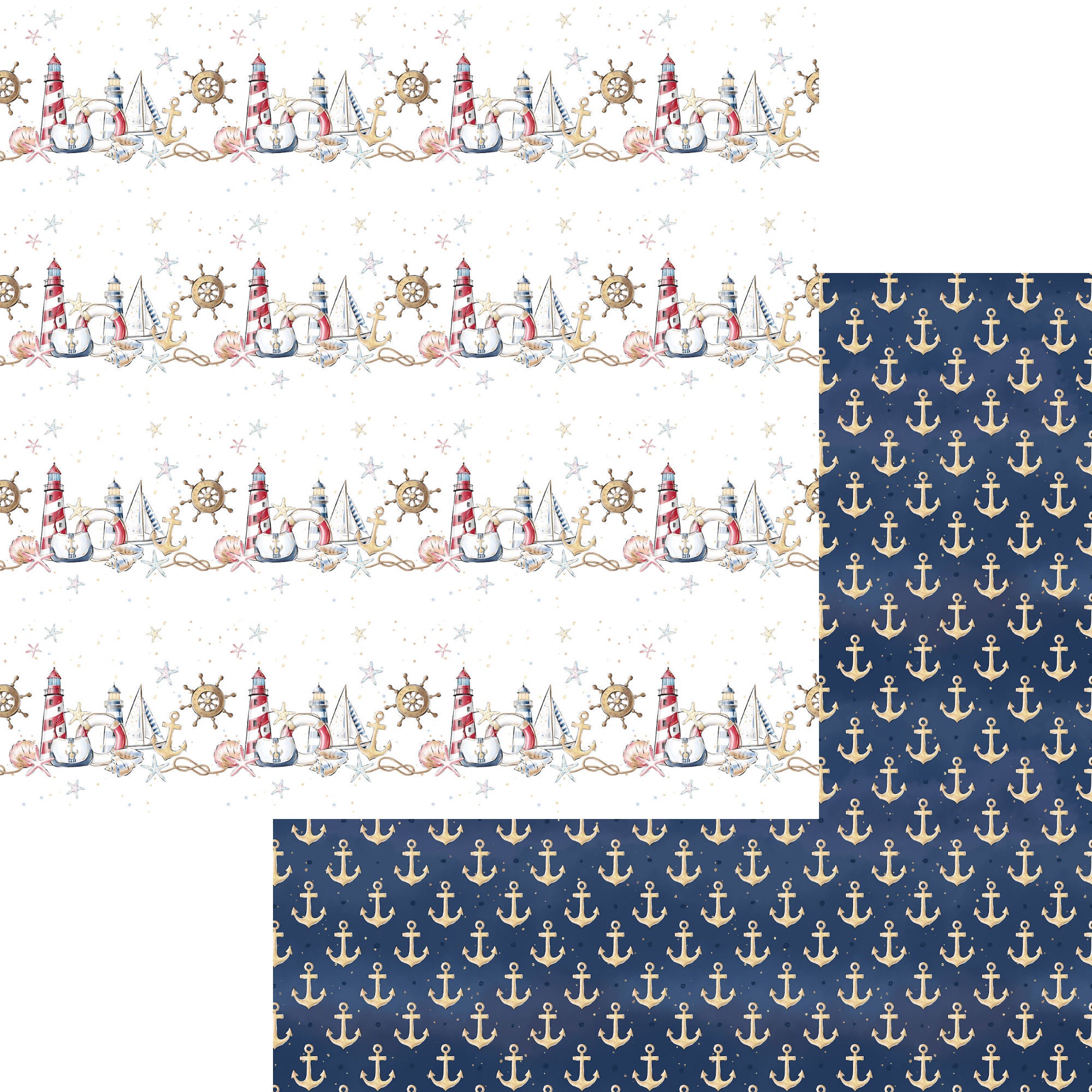 Nautical Summer Collection Lighthouses By The Seashore 12 x 12 Double-Sided Scrapbook Paper by SSC Designs