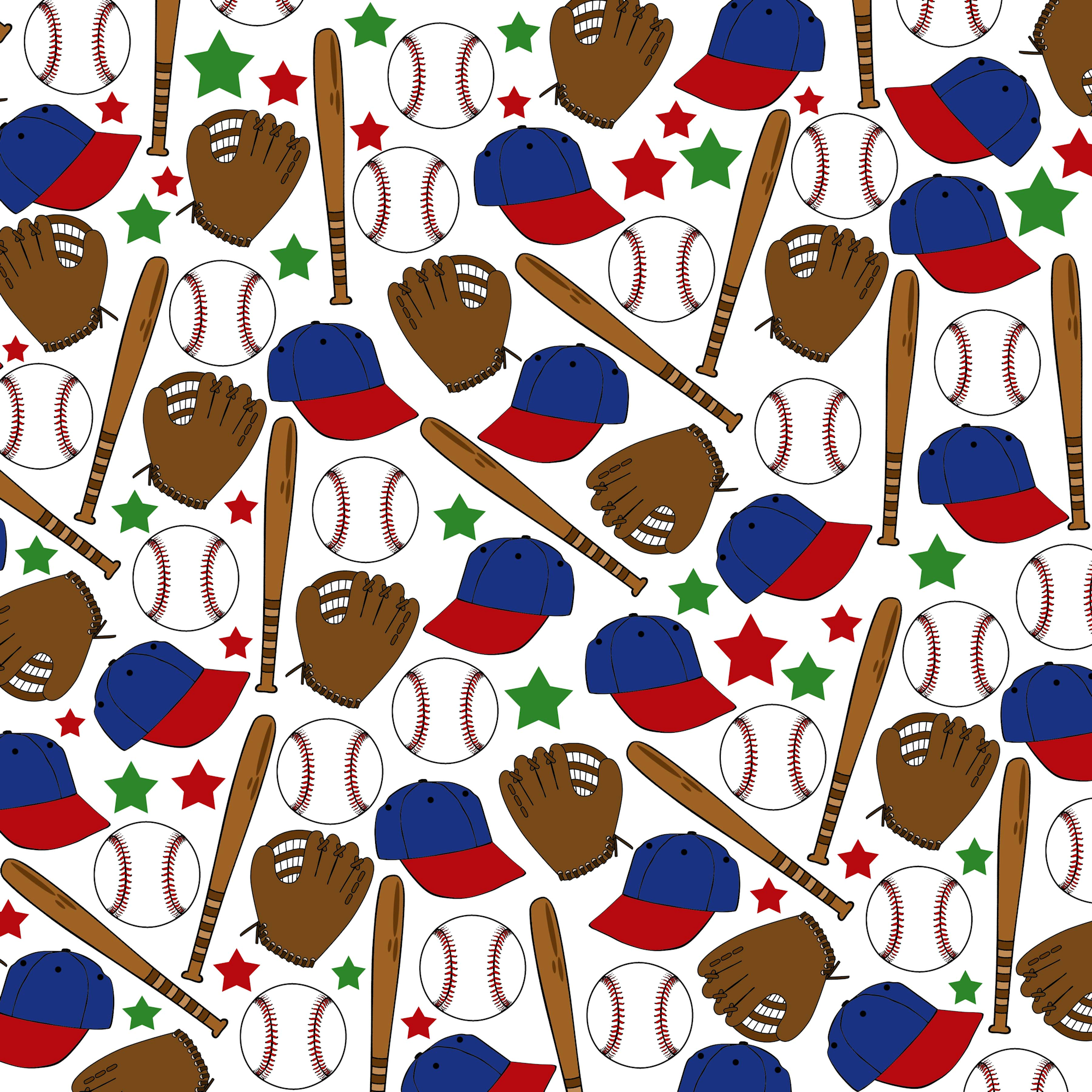 Sports Beat Collection Baseball Heartbeat 12 x 12 Double-Sided Scrapbook Paper by SSC Designs
