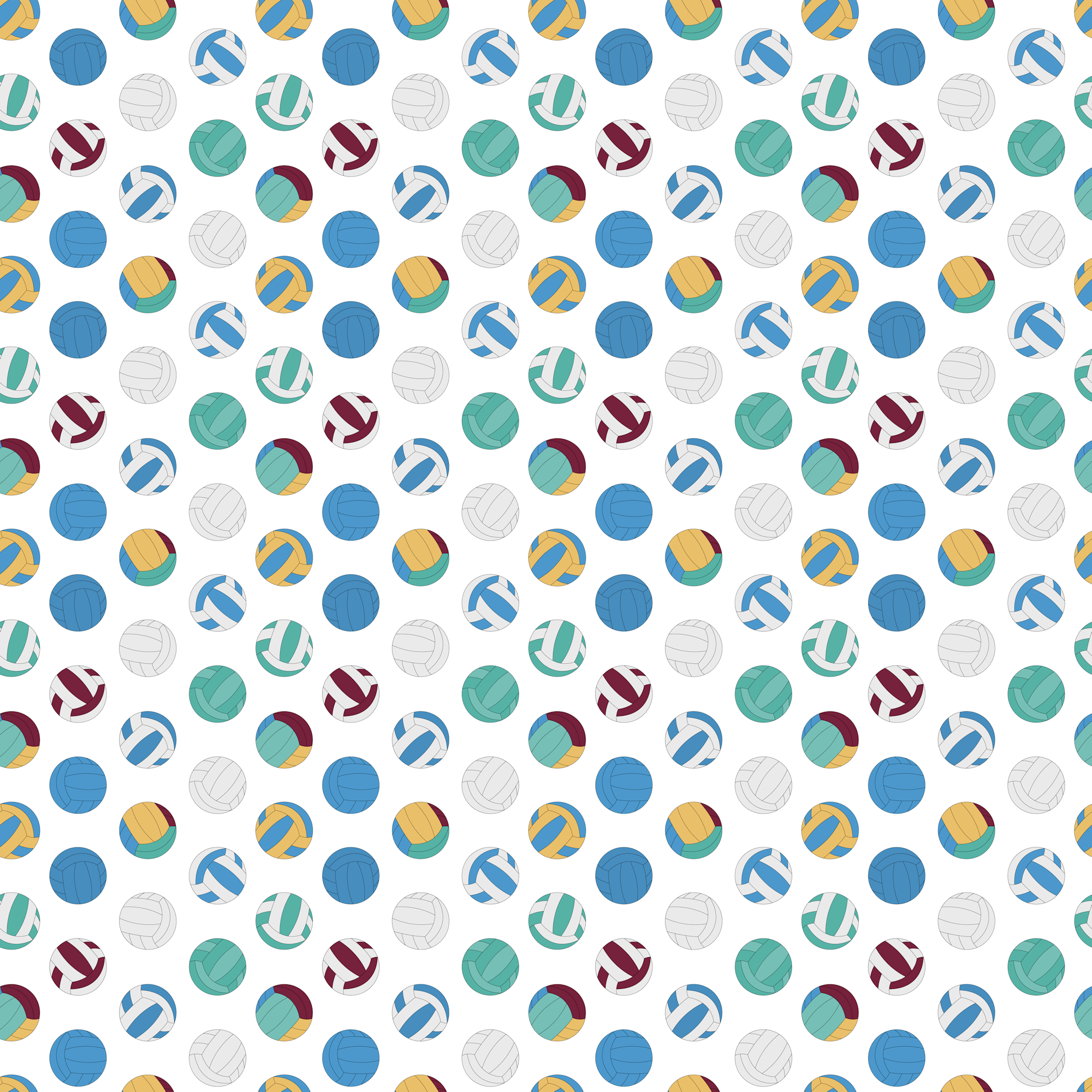 Sports Beat Collection Volleyballs 12 x 12 Double-Sided Scrapbook Paper by SSC Designs