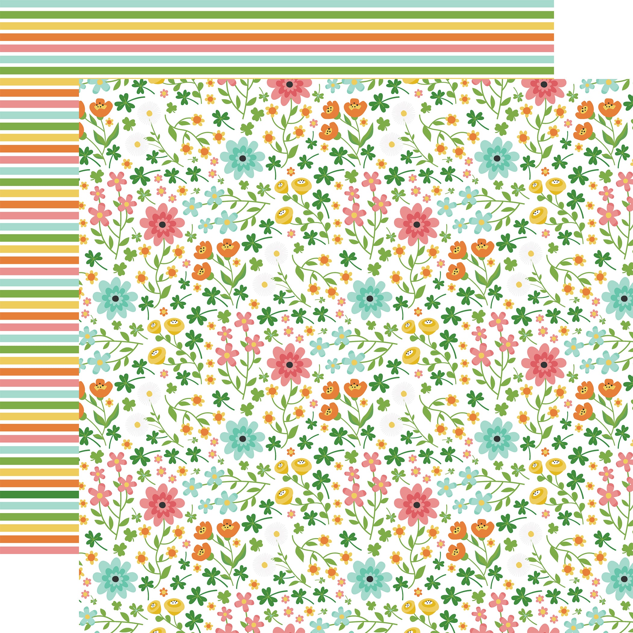 Happy St. Patrick's Day Collection March Blooms 12 x 12 Double-Sided Scrapbook Paper by Echo Park Paper