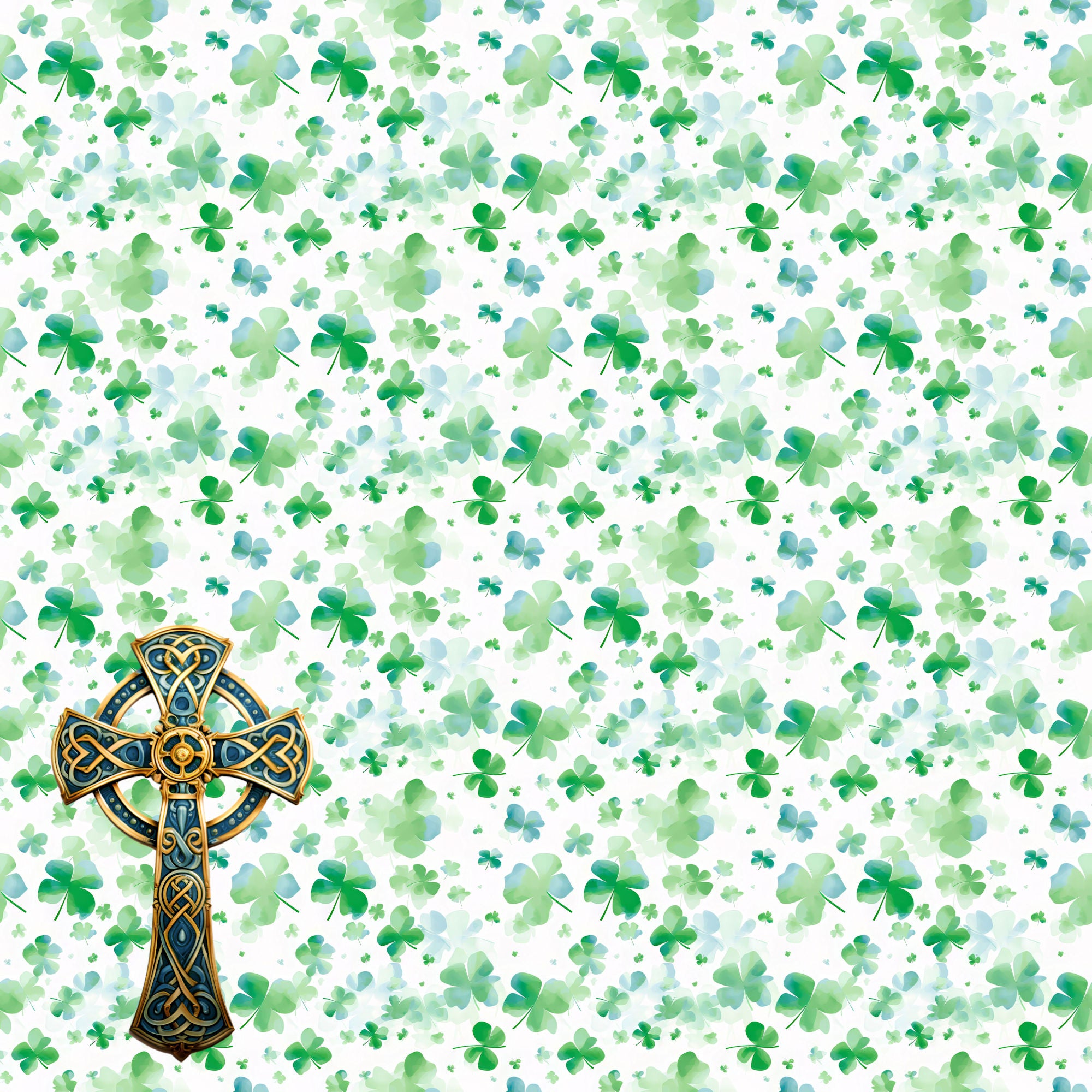 St. Patrick's Day Collection Celtic Cross 12 x 12 Double-Sided Scrapbook Paper by SSC Designs