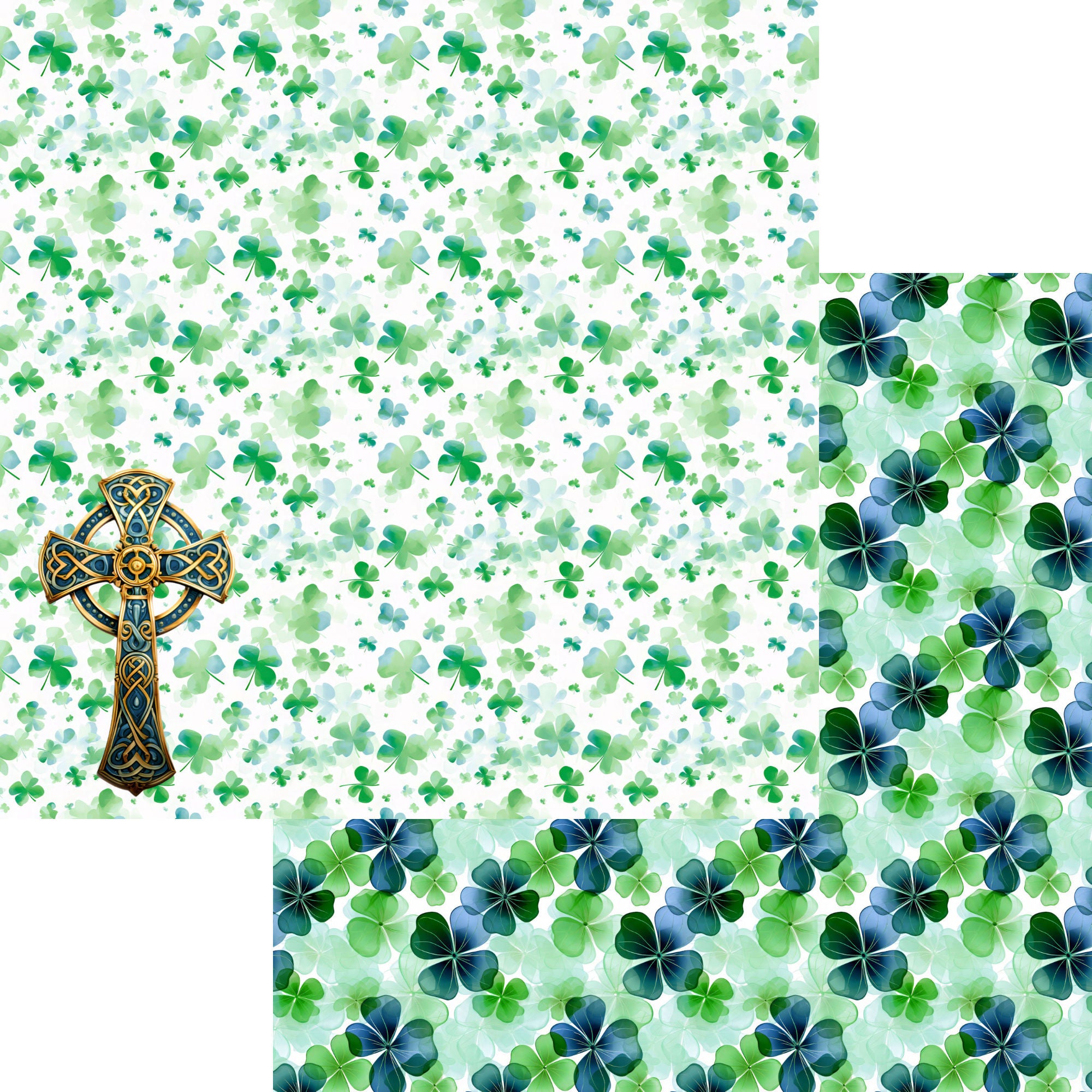 St. Patrick's Day Collection Celtic Cross 12 x 12 Double-Sided Scrapbook Paper by SSC Designs