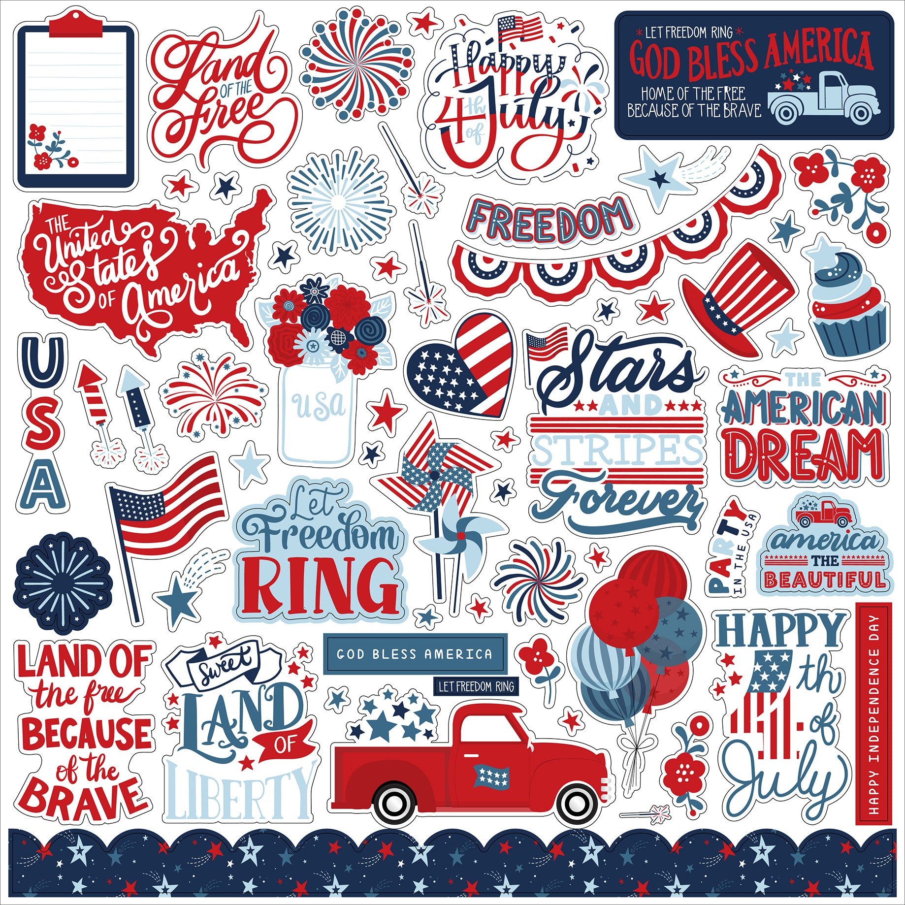 Stars and Stripes Forever Collection 12 x 12 Scrapbook Collection Kit by Echo Park Paper