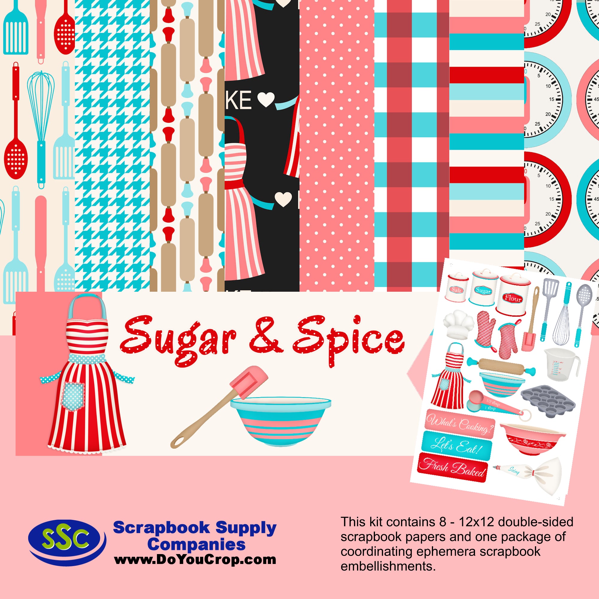 Sugar and Spice Collection 12x12 Scrapbook Paper & Embellishment Kit by SSC Designs