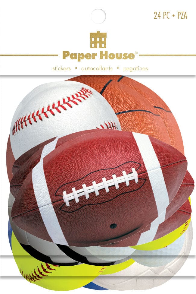 Sports Collection Sports Balls 4 x 6 Die Cut Sticker Pack by Paper House Productions - 24 Pieces
