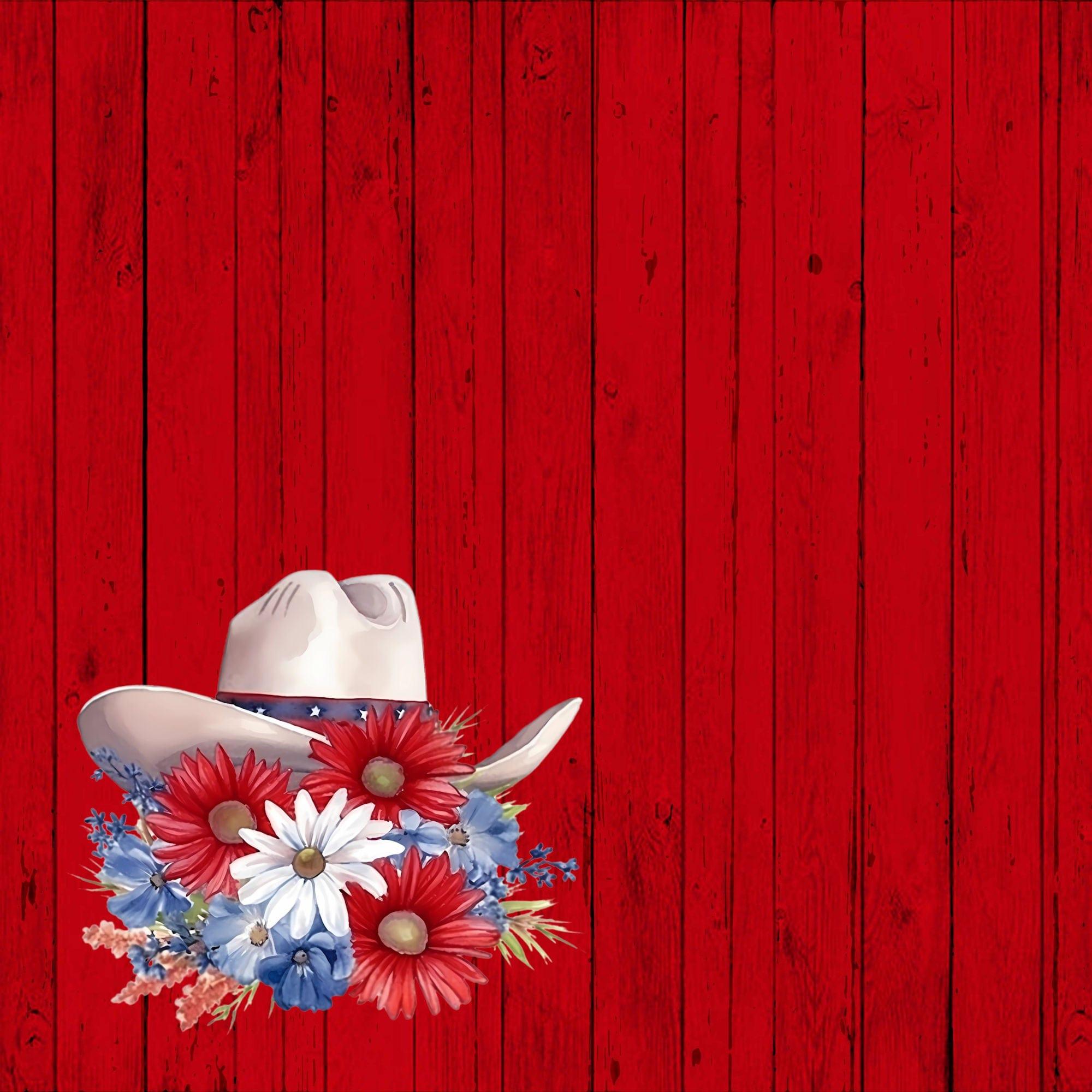 Star Spangled Spurs Collection Cowboy Hat 12 x 12 Double-Sided Scrapbook Paper by SSC Designs