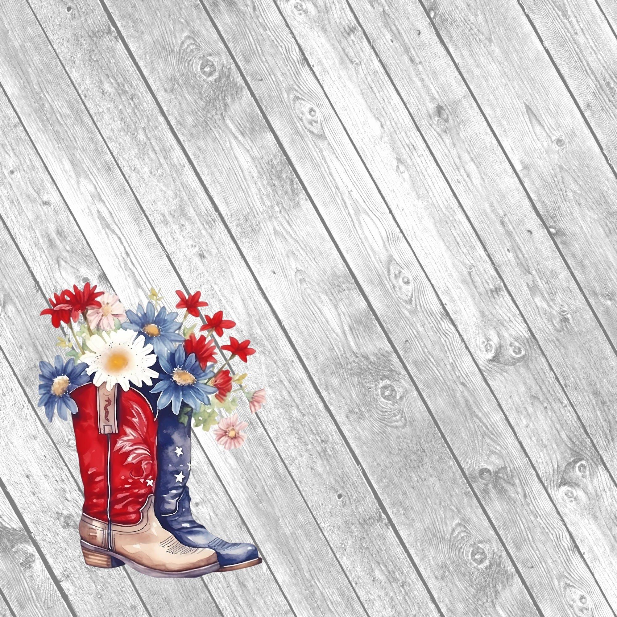 Star Spangled Spurs Collection Cowboy Boots 12 x 12 Double-Sided Scrapbook Paper by SSC Designs - Scrapbook Supply Companies