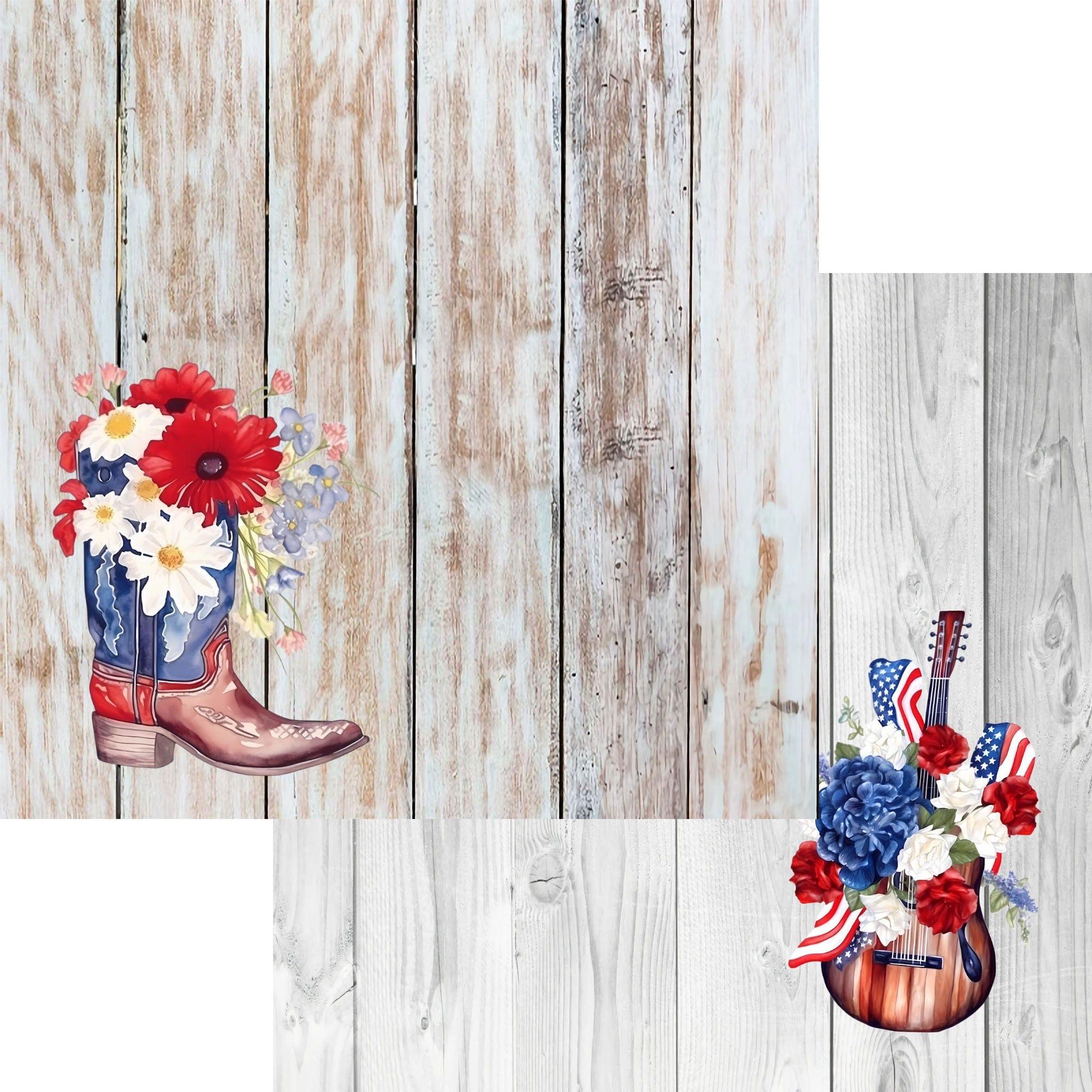 Star Spangled Spurs Collection Country Music 12 x 12 Double-Sided Scrapbook Paper by SSC Designs