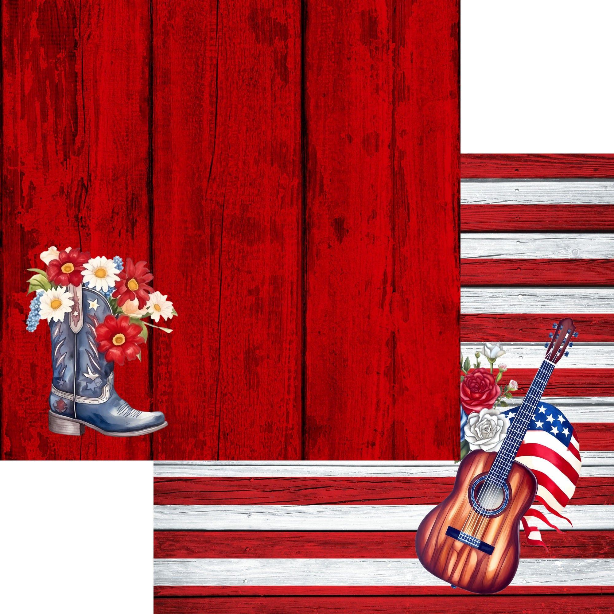 Star Spangled Spurs Collection Patriotic Party 12 x 12 Double-Sided Scrapbook Paper by SSC Designs
