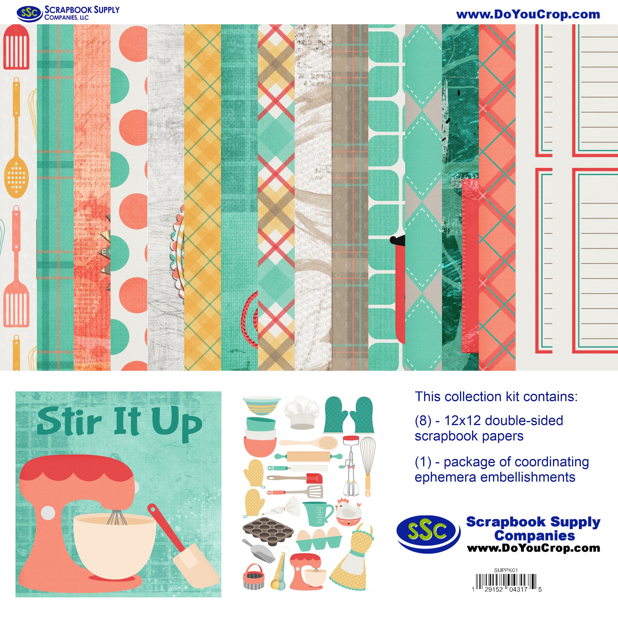 Stir It Up 12 x 12 Scrapbook Paper & Embellishment Kit by SSC Designs