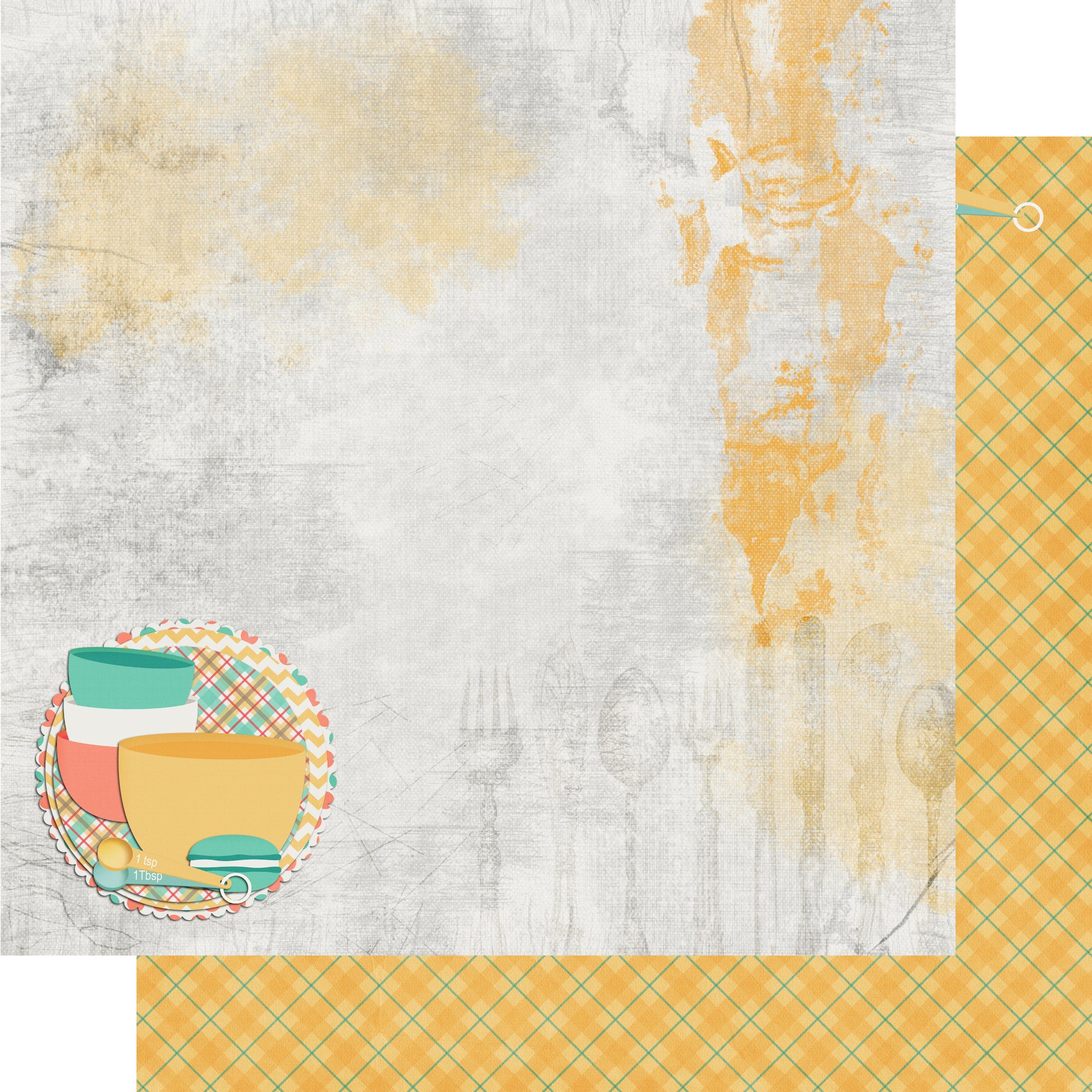 Stir It Up Collection Measure Twice 12 x 12 Double-Sided Scrapbook Paper by SSC Designs