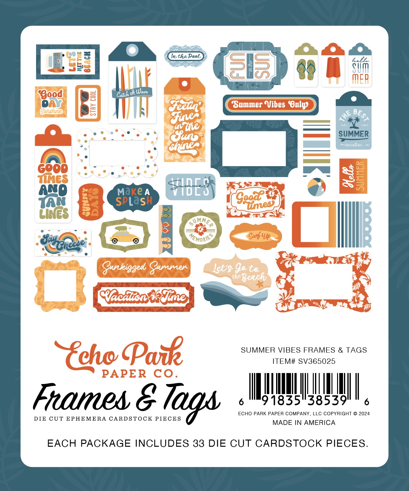 Summer Vibes Collection Scrapbook Frames & Tags by Echo Park Paper