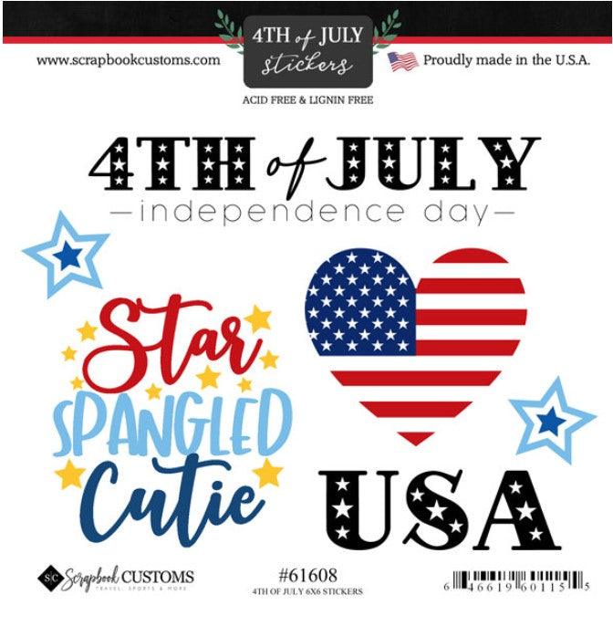 4th of July Collection 6 x 6 Scrapbook Sticker Sheet by Scrapbook Customs - Scrapbook Supply Companies