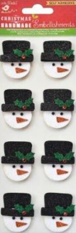 Christmas 3D Glitter Snowman Holiday Embellishments by Little Birdie