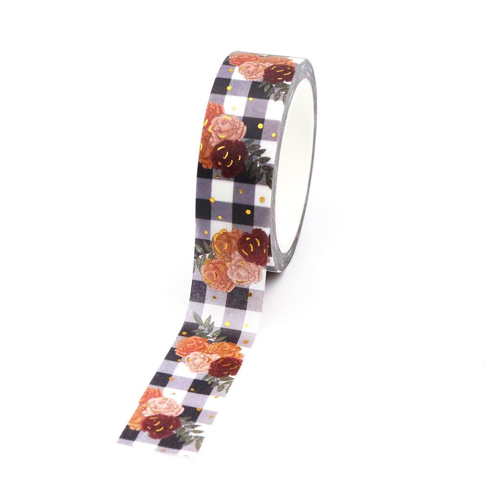 TW Collection Gold Foiled Fall Flowers Washi Tape by SSC Designs - 15mm x 15 Feet
