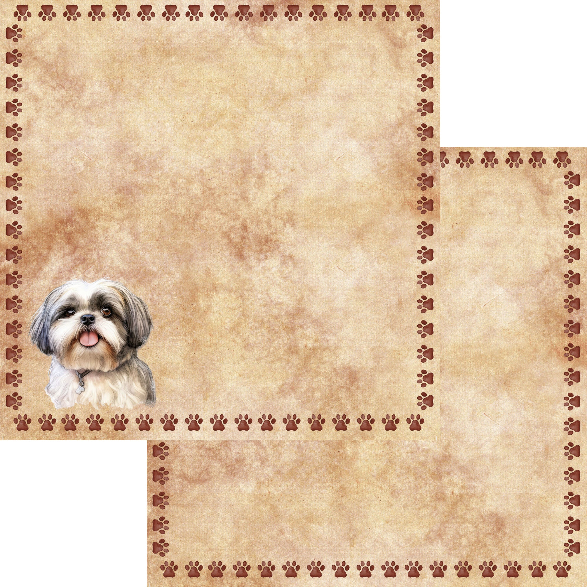 Dog Breeds Collection Shih Tzu 12 x 12 Double-Sided Scrapbook Paper by SSC Designs