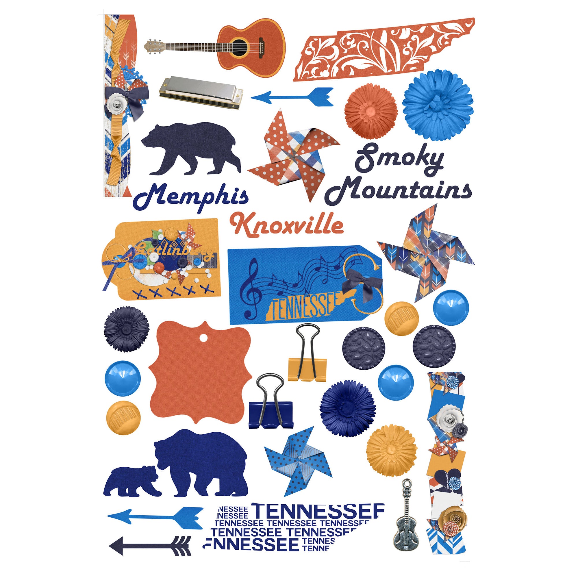 Tennessee Collection Laser Cut Scrapbook Ephemera Embellishments by SSC Designs