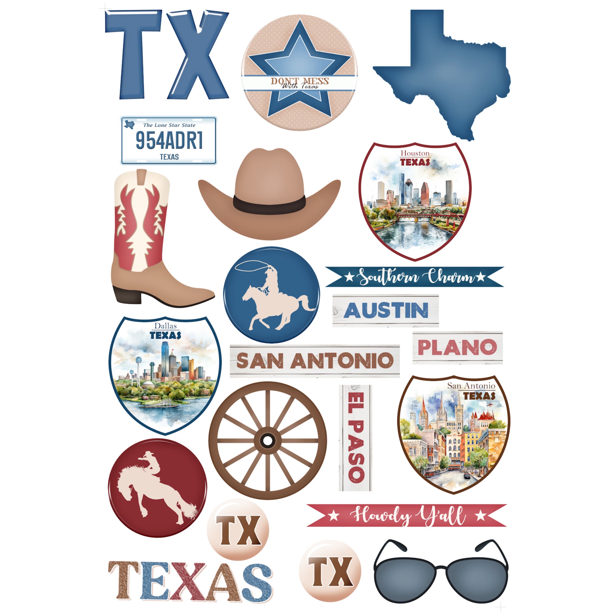Texas Collection Laser Cut Scrapbook Ephemera Embellishments by SSC Designs