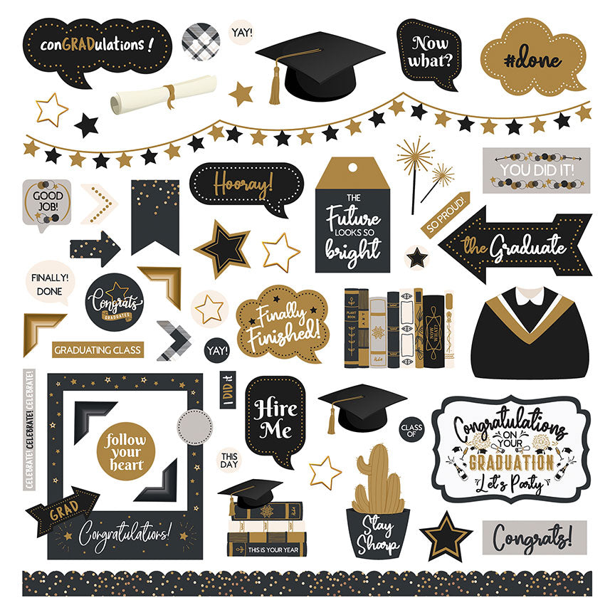 The Graduate Collection 12x12 Scrapbook Sticker Sheet by Photo Play Paper