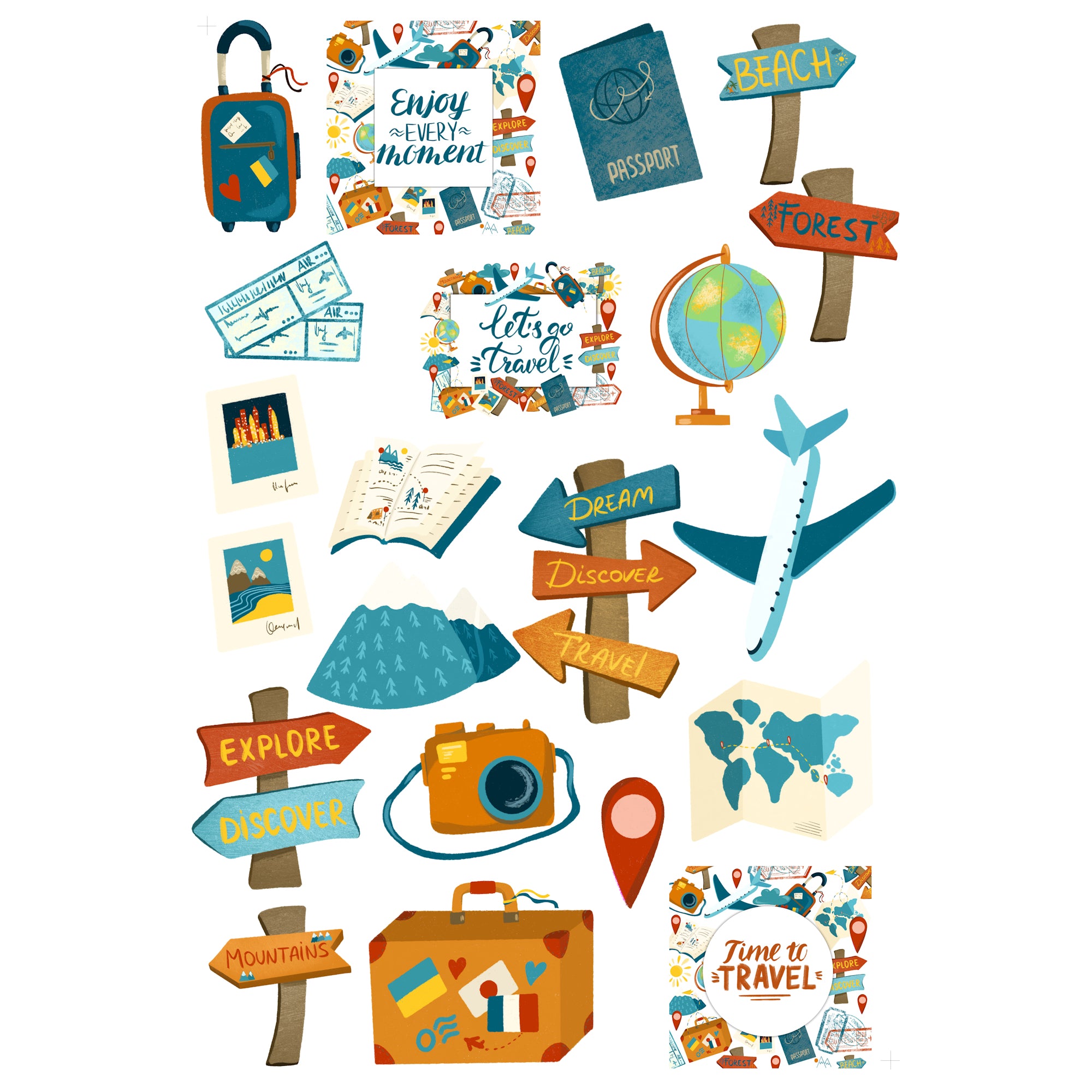 Let's Go Traveling Collection Laser Cut Scrapbook Ephemera Embellishments by SSC Designs