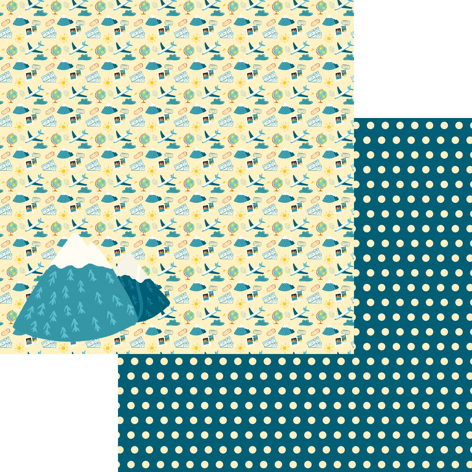 Let's Go Traveling Collection Mountain Vacation 12 x 12 Double-Sided Scrapbook Paper by SSC Designs