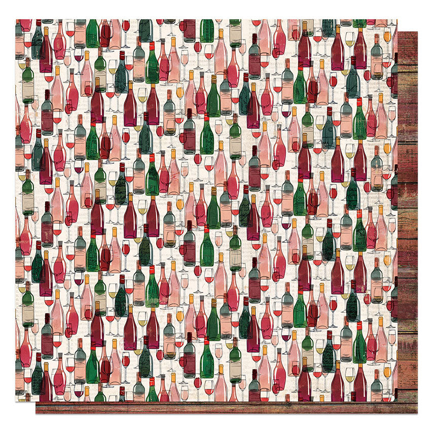 Vineyard Collection Wine Tasting 12 x 12 Double-Sided Scrapbook Paper by Photo Play Paper